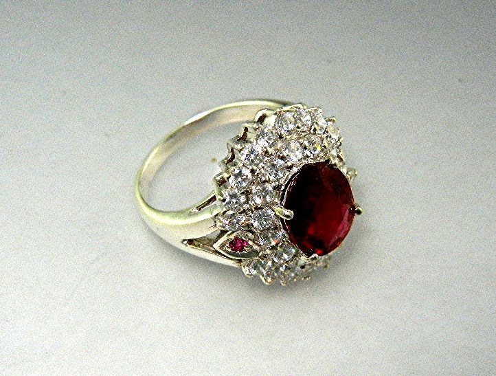 Ring  Ruby White Topaz Sterling Silver