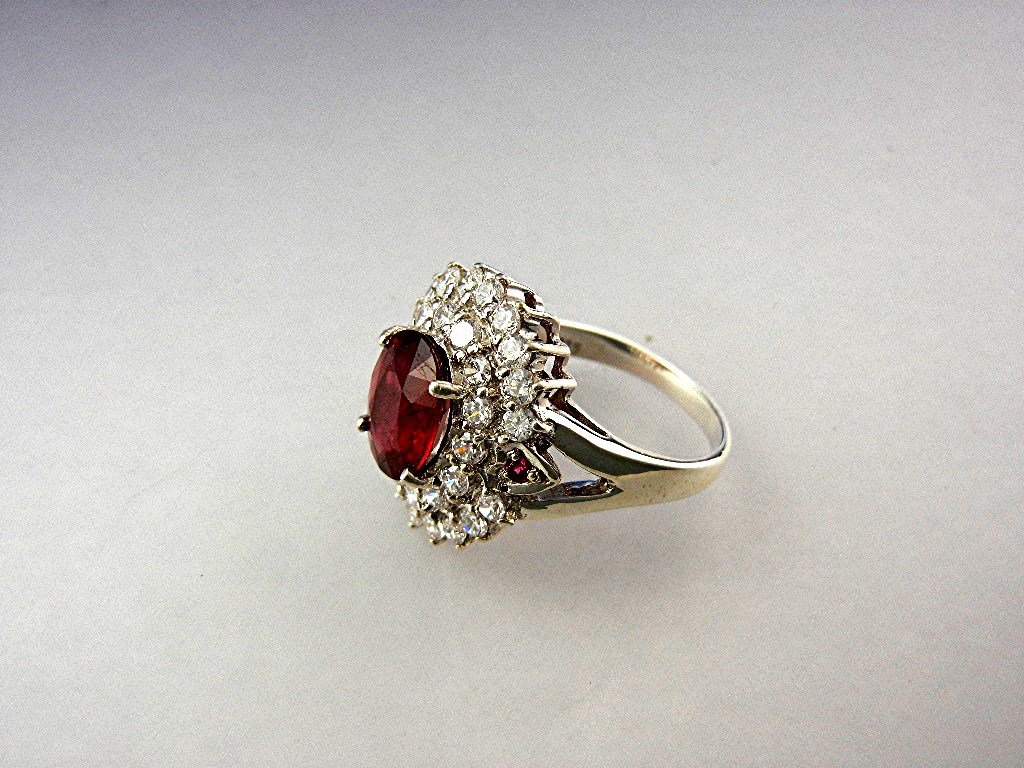 Ring  Ruby White Topaz Sterling Silver