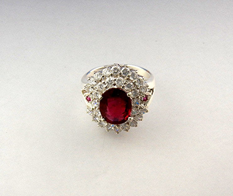 Ring  Ruby White Topaz Sterling Silver
