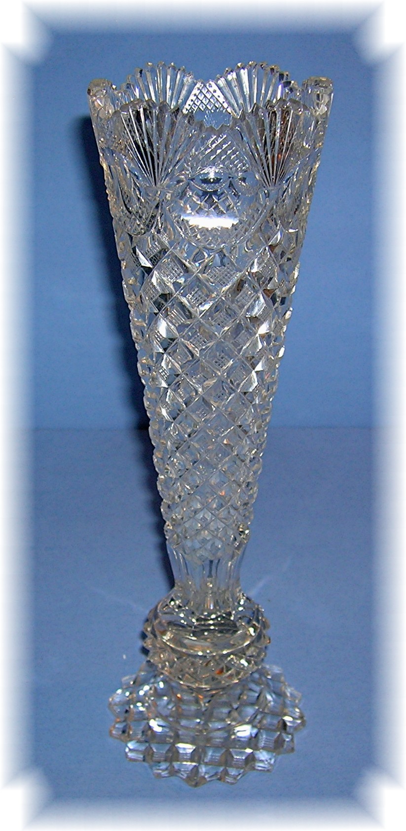 10 Inch Brilliant Cut Glass Vase.