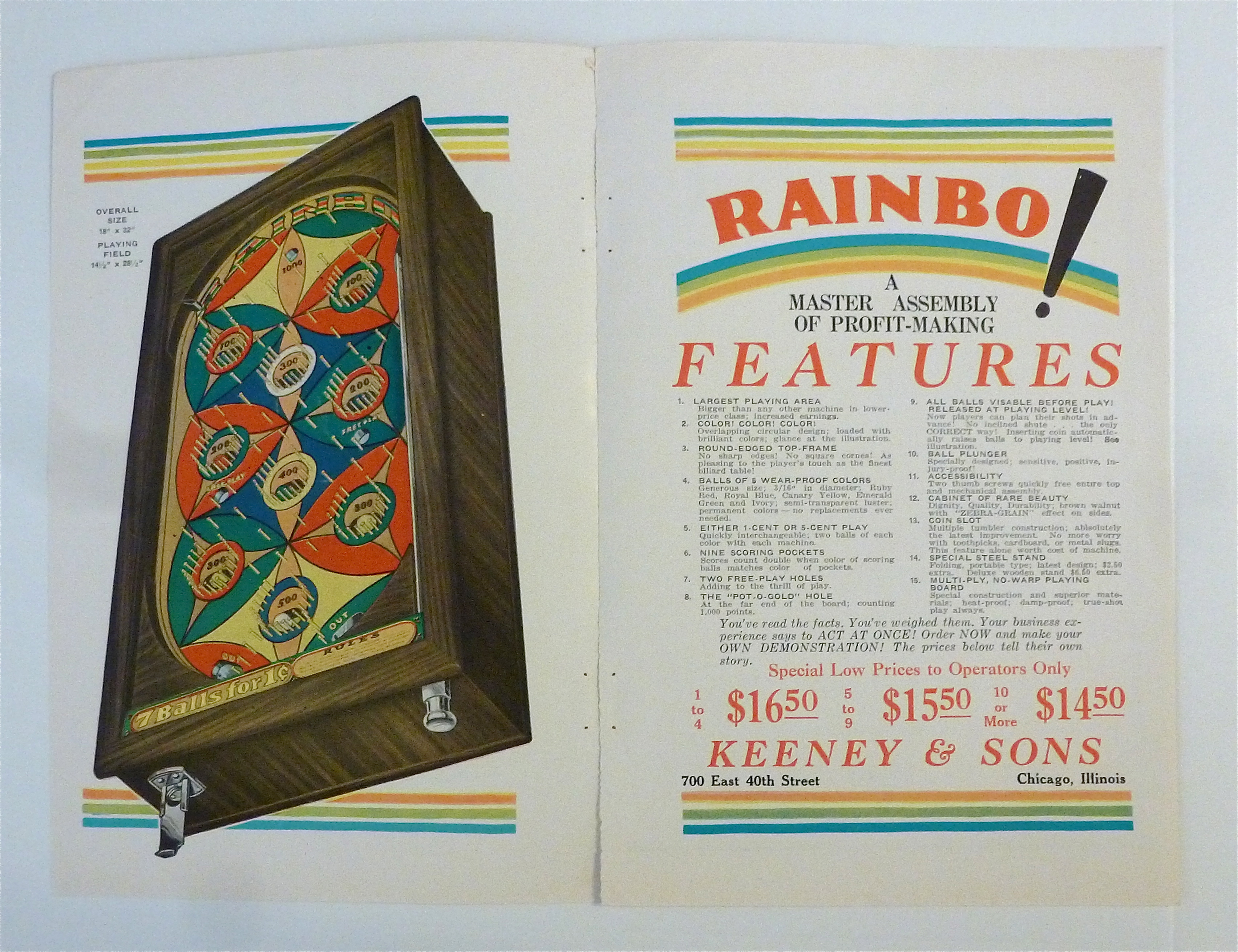 1932 Keeney & Sons with Rainbo Game