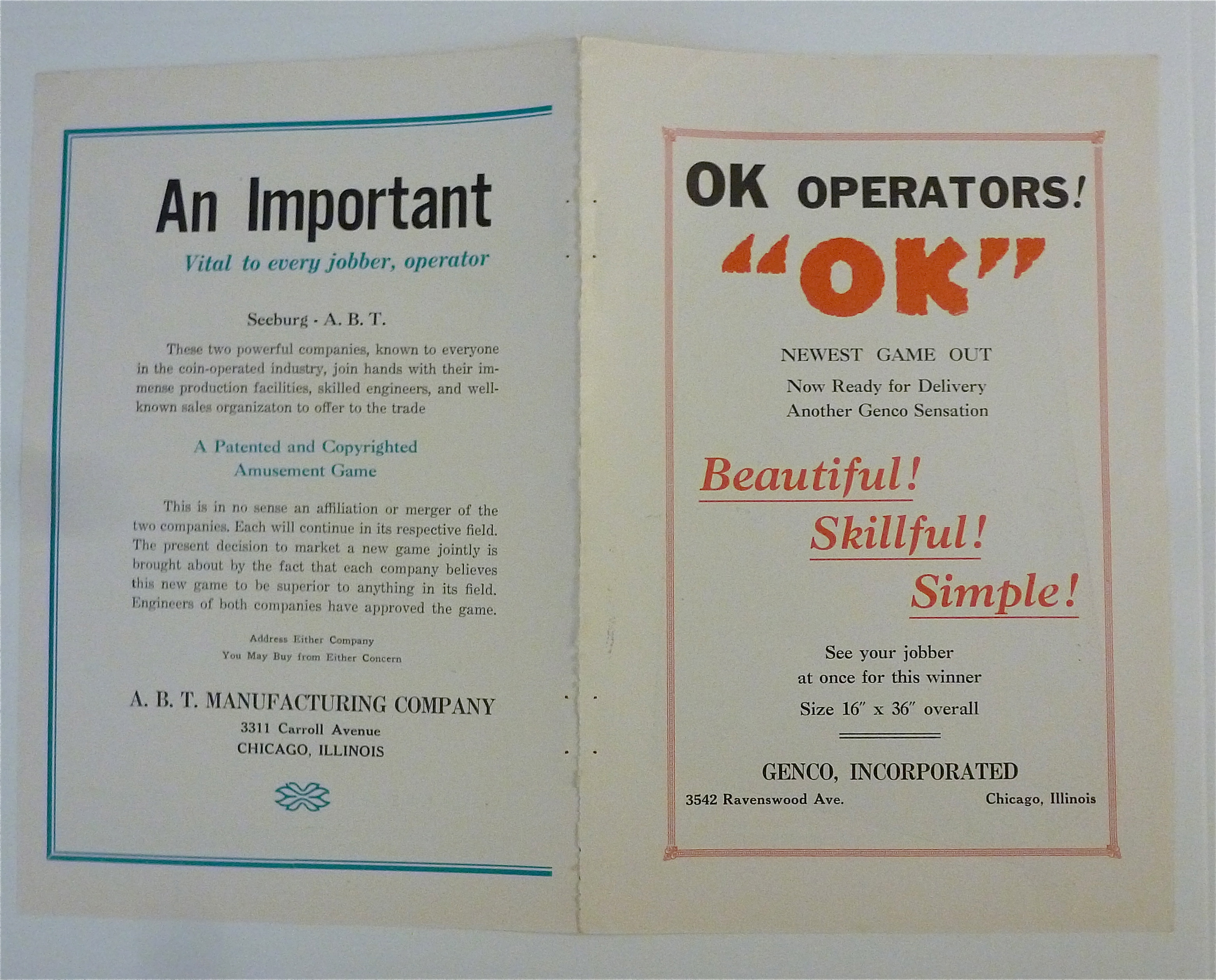 1932 Keeney & Sons with Rainbo Game