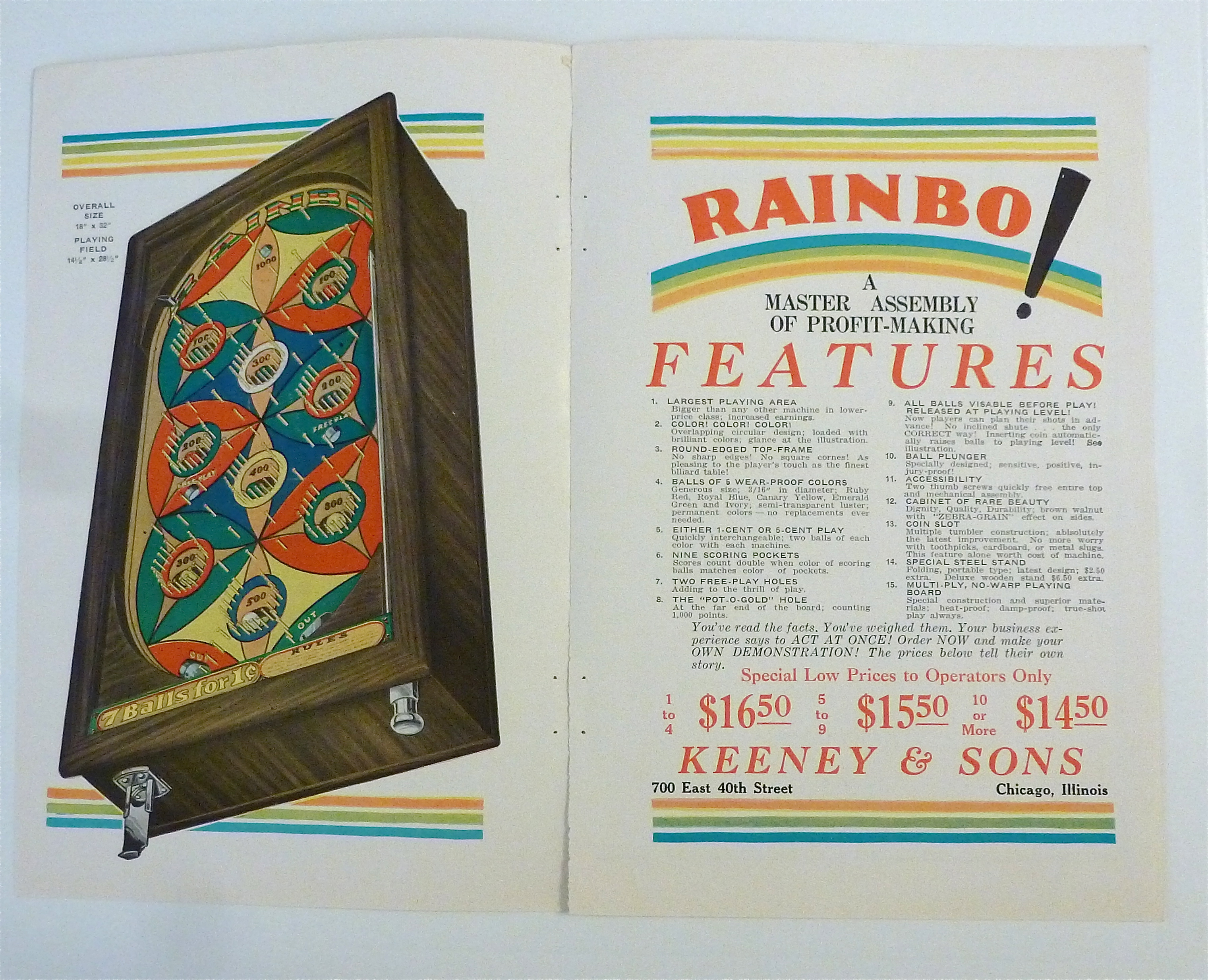 1932 Keeney & Sons with Rainbo Game
