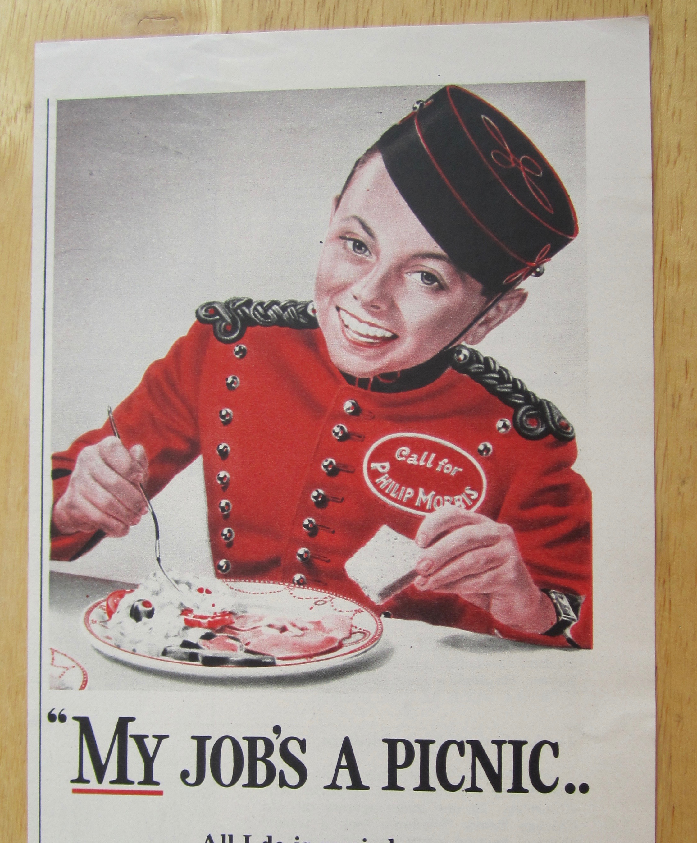 1940 Philip Morris Cigarettes with Bell Boy Eating