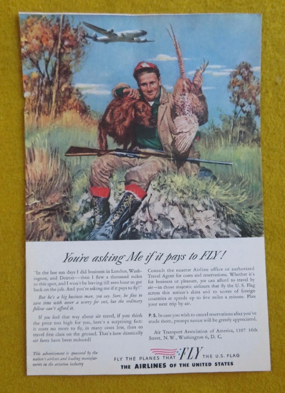 1946 The Airlines Of The United States With Man Holding Up What He Caught While Hunting