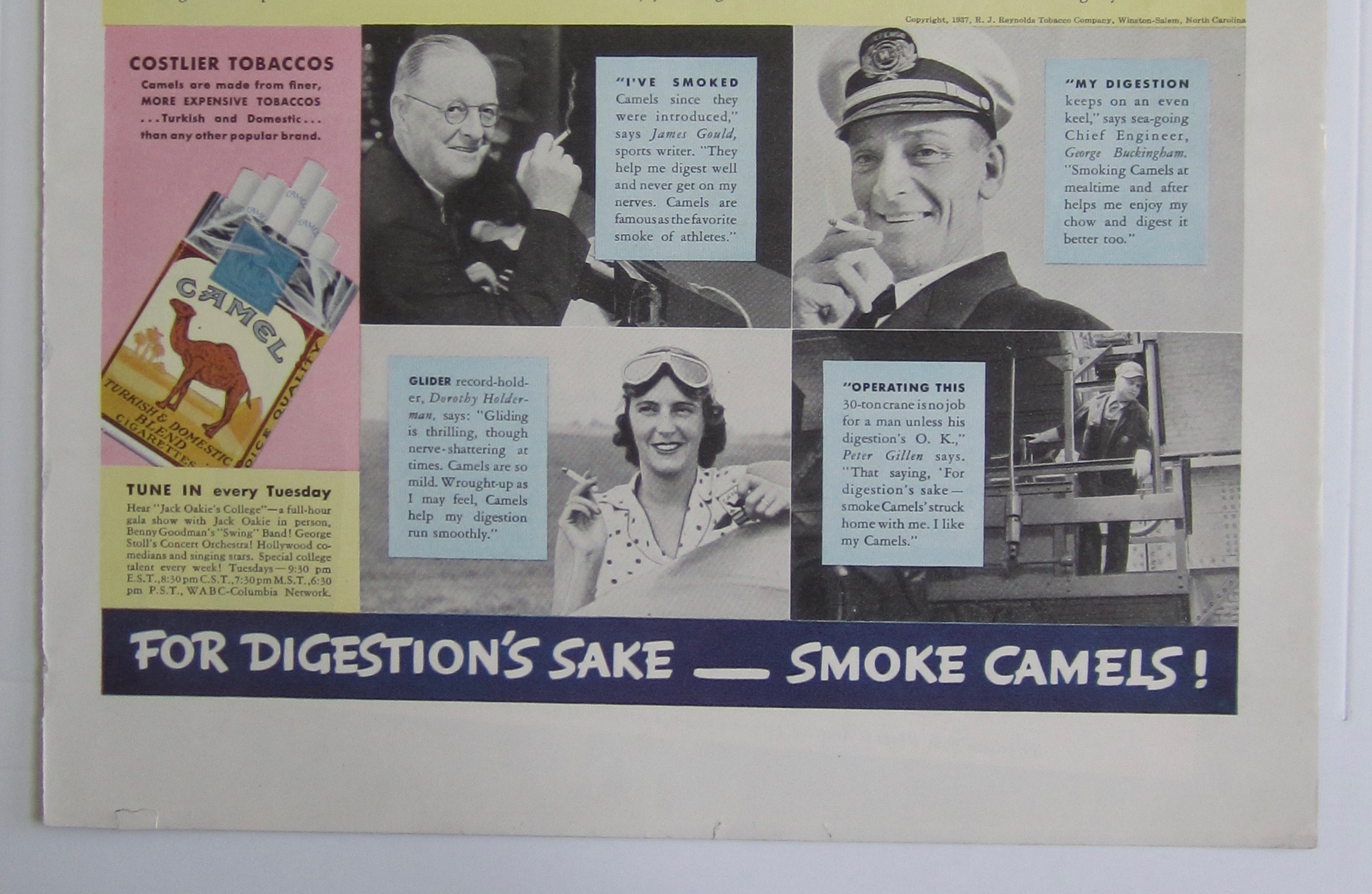 1937 Camel Cigarettes with Hockey Ace Herb Lewis