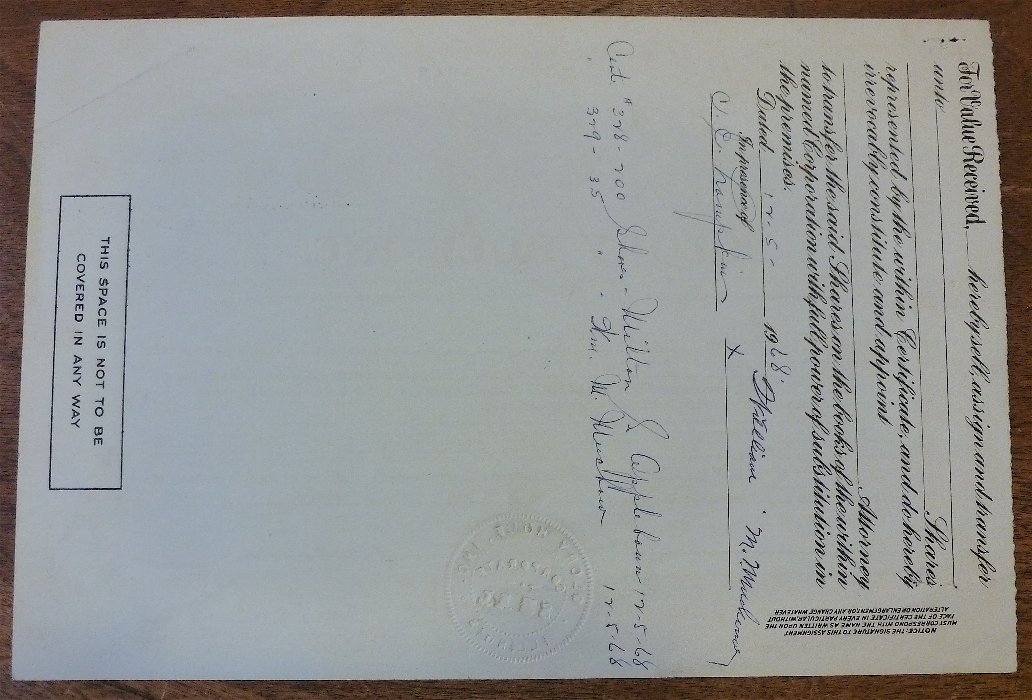 1955 Glory Hole Stock Certificate