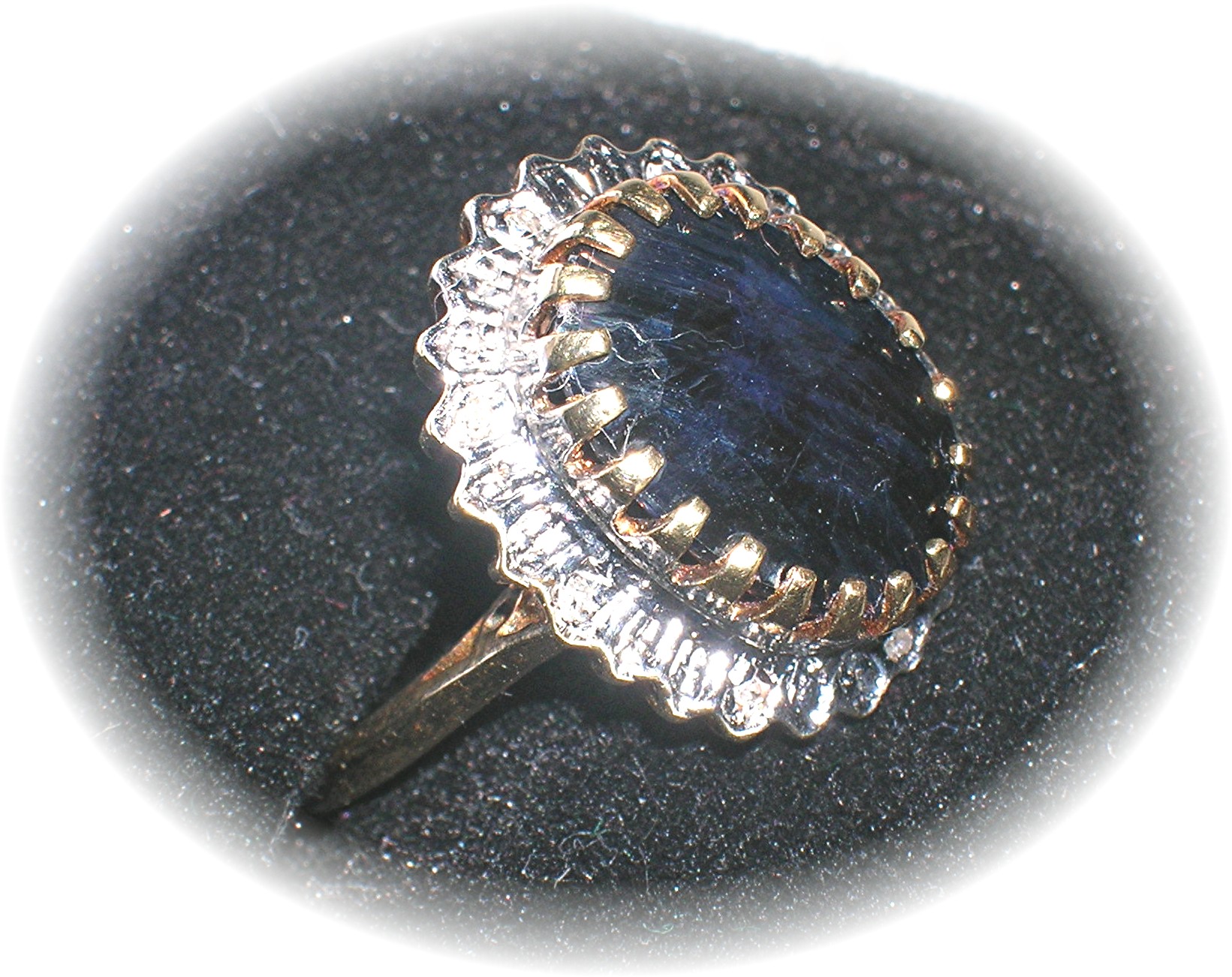 Ring 10K Gold Sapphire Diamond Princess Diana