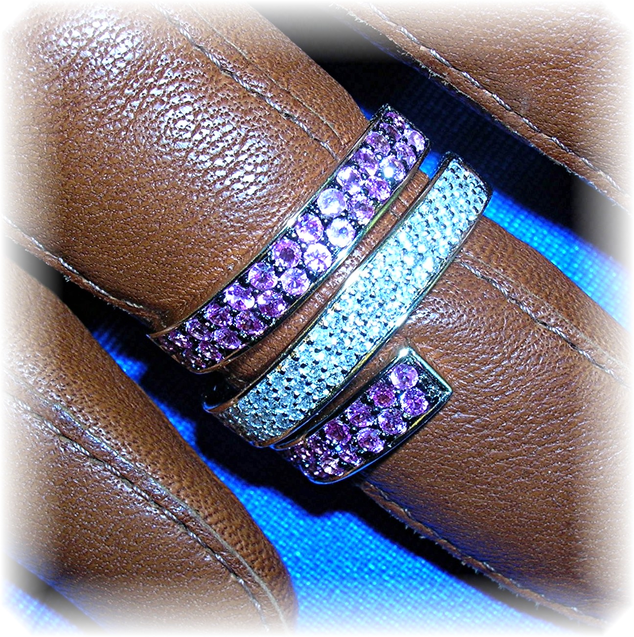 14K Gold Diamond and Pink Sapphire Ring