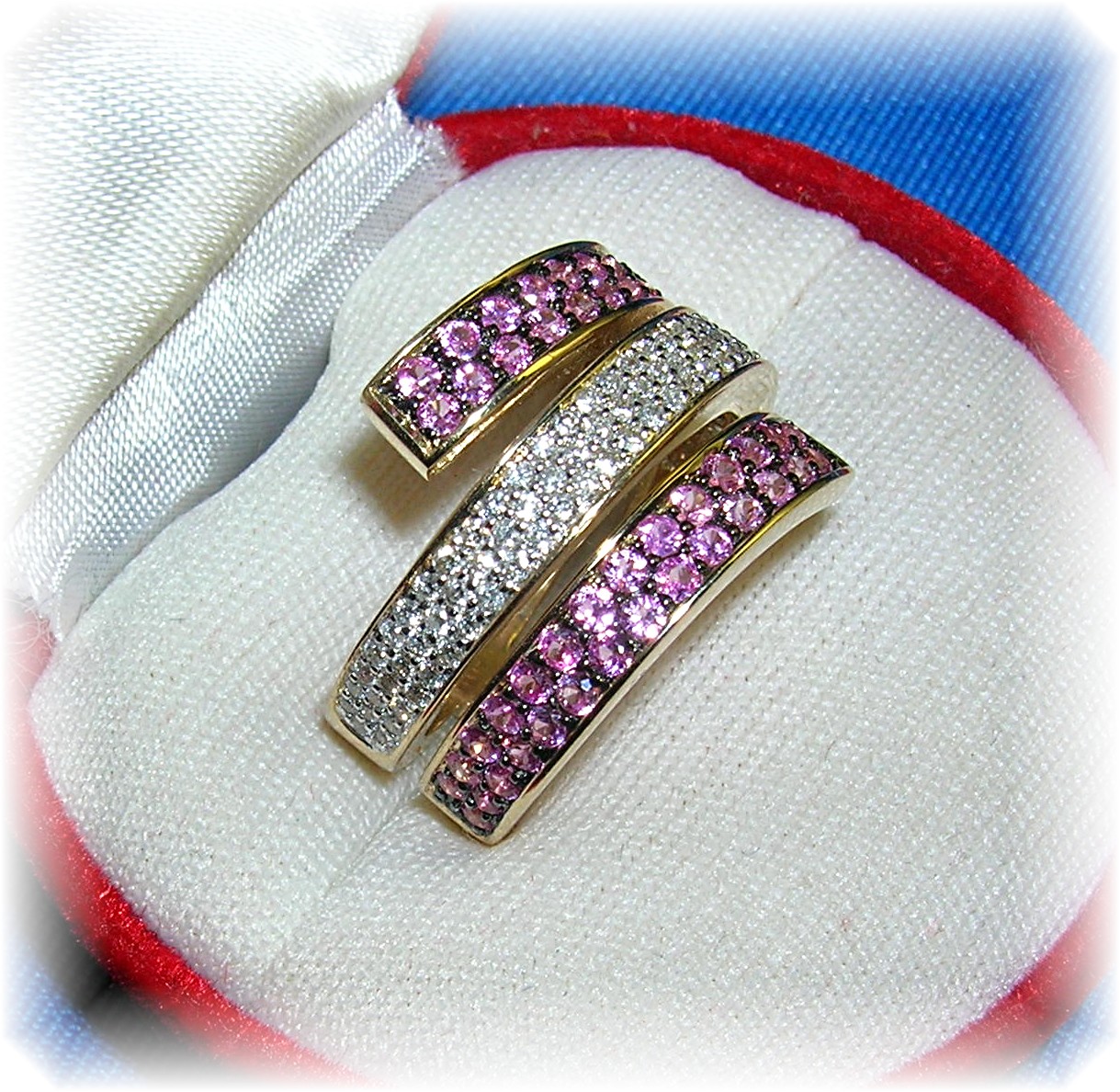 14K Gold Diamond and Pink Sapphire Ring