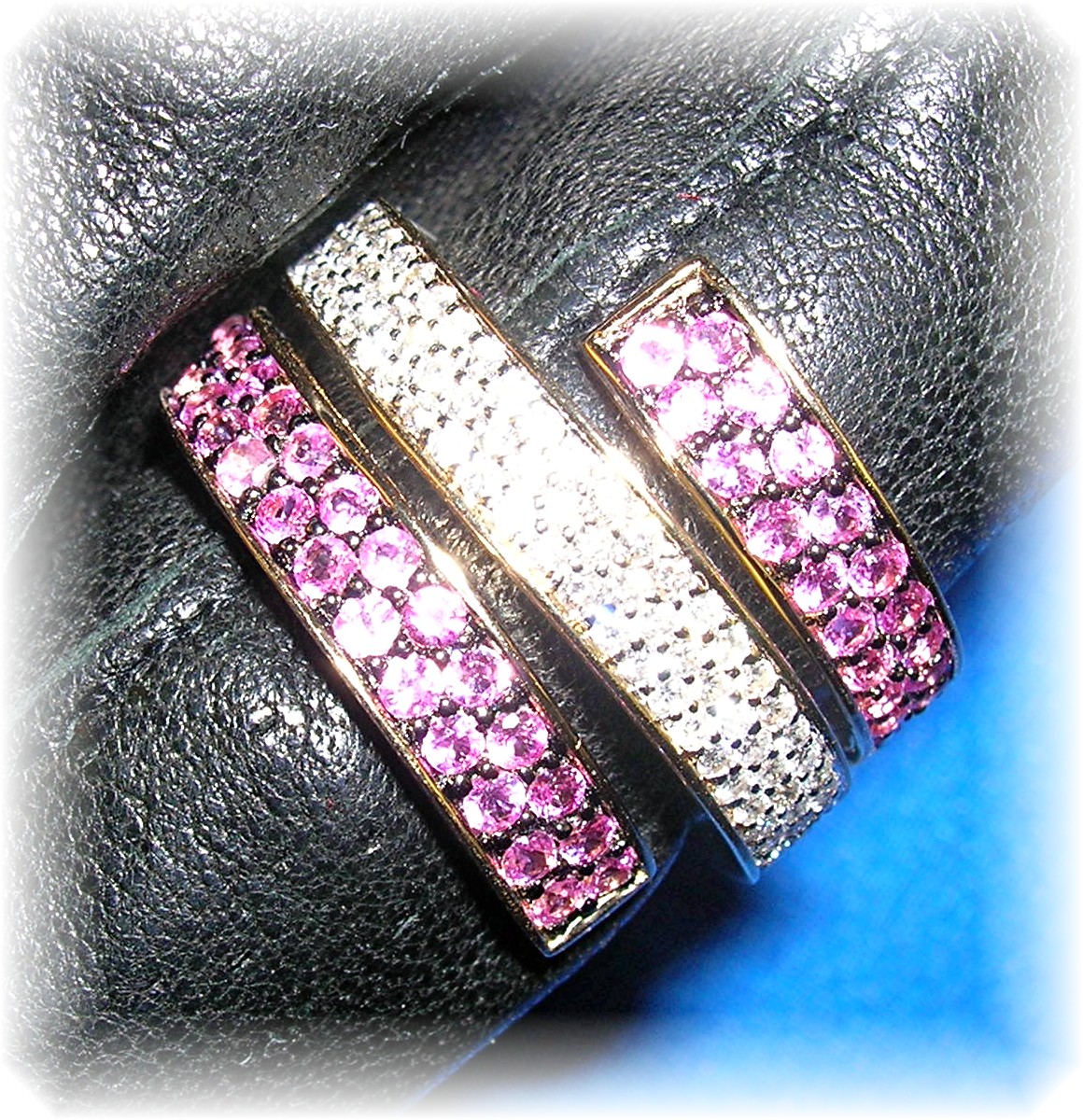 14K Gold Diamond and Pink Sapphire Ring