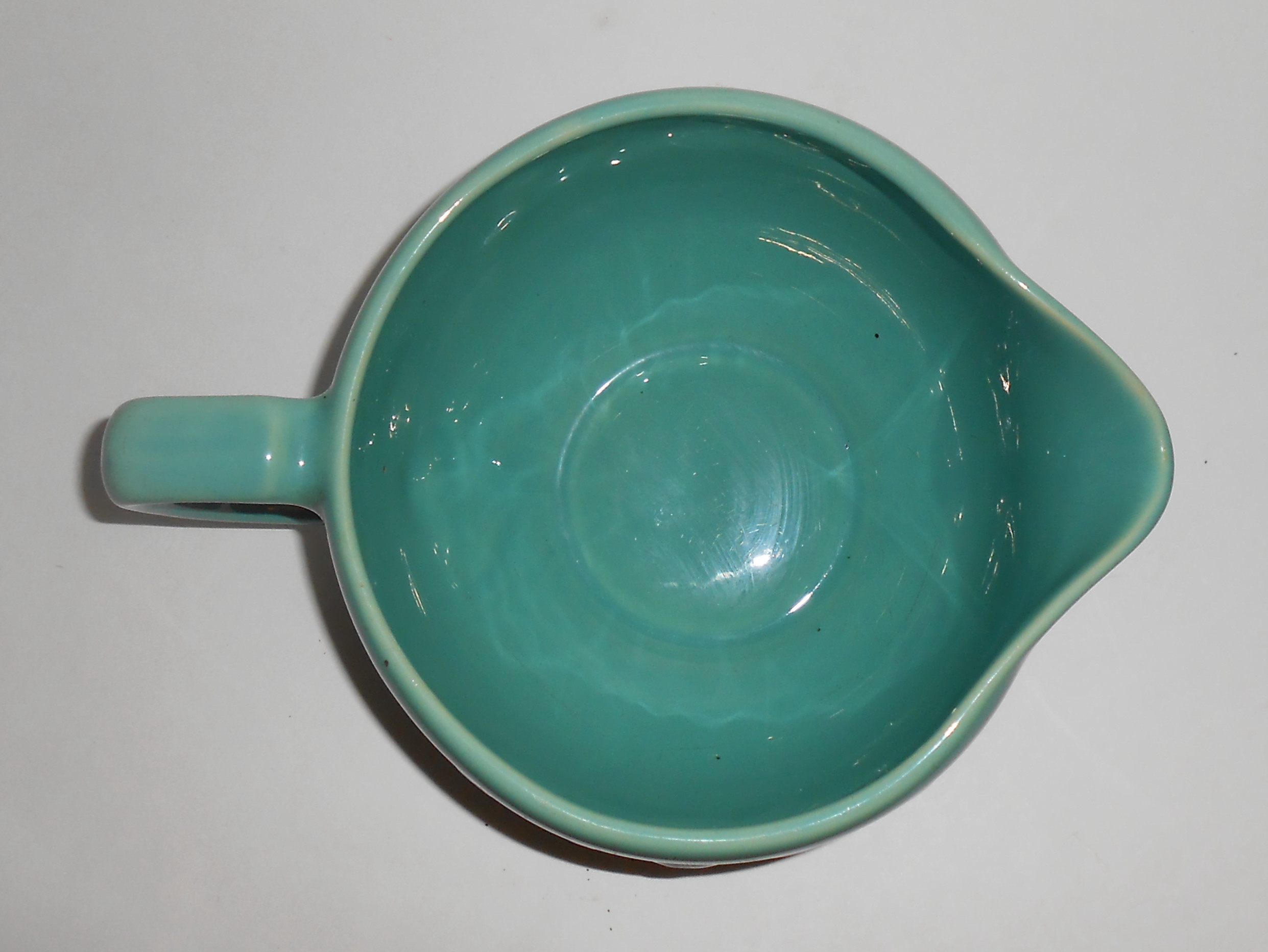 Coors Pottery Rosebud Small Green Handled Batter Bowl