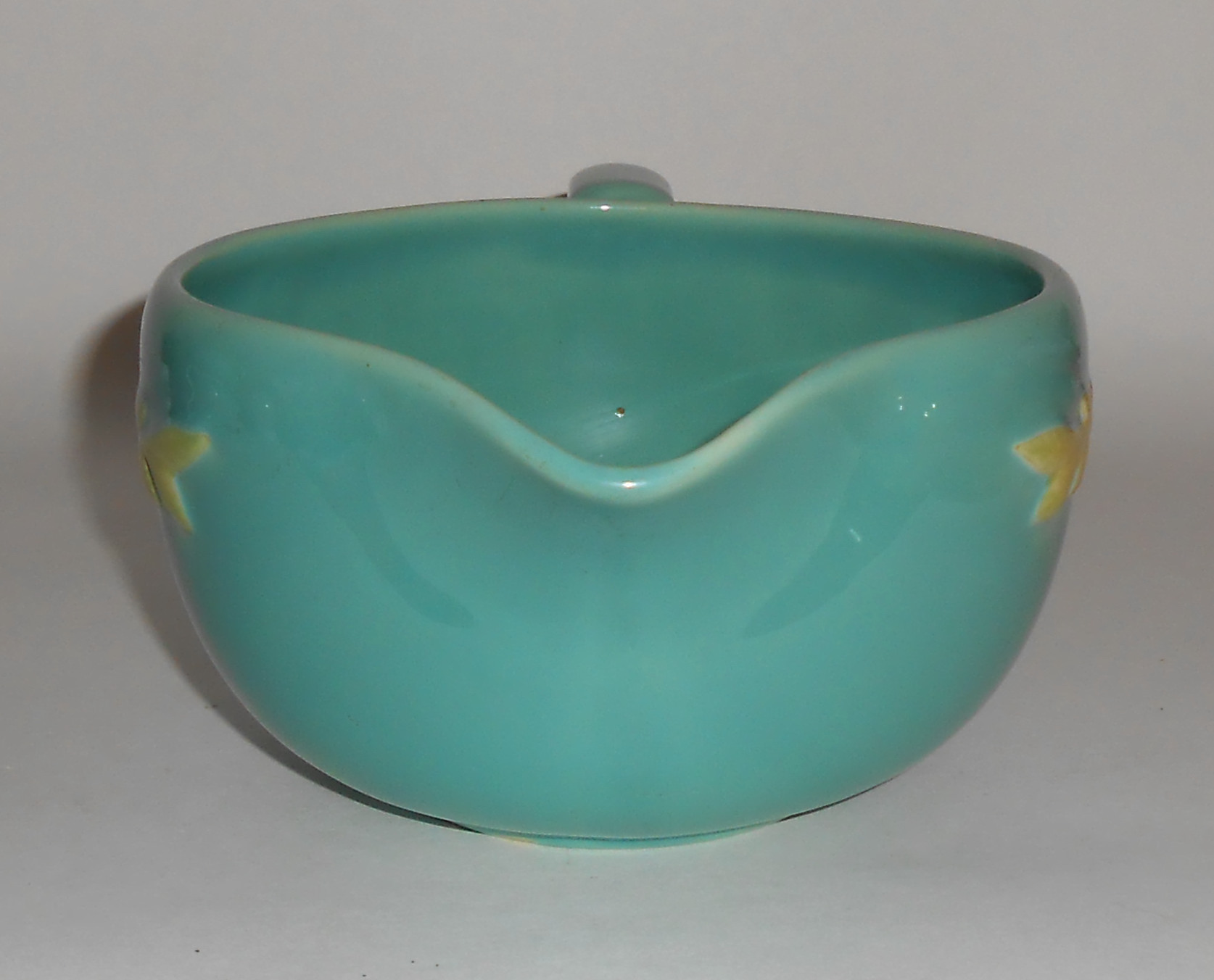 Coors Pottery Rosebud Small Green Handled Batter Bowl