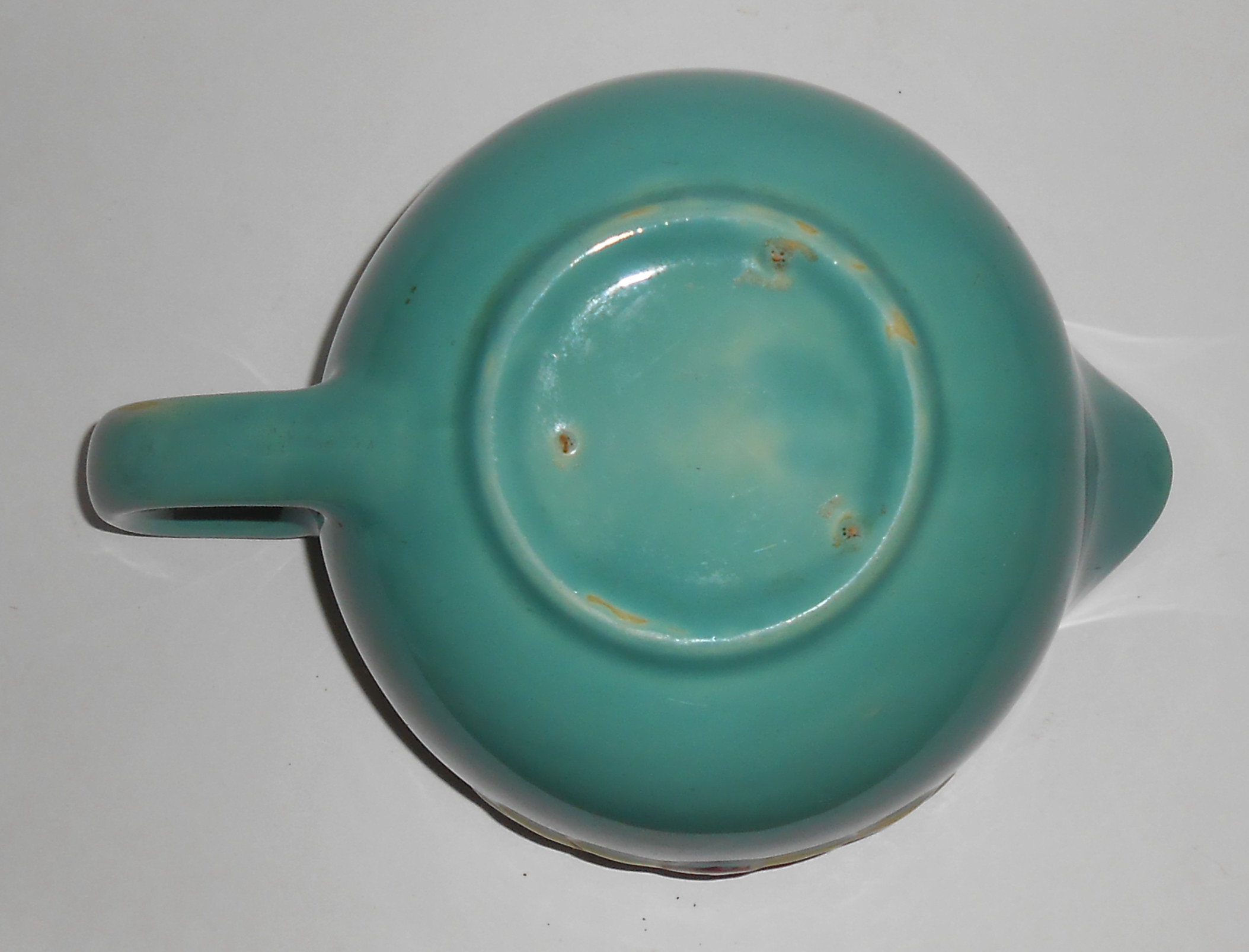 Coors Pottery Rosebud Small Green Handled Batter Bowl