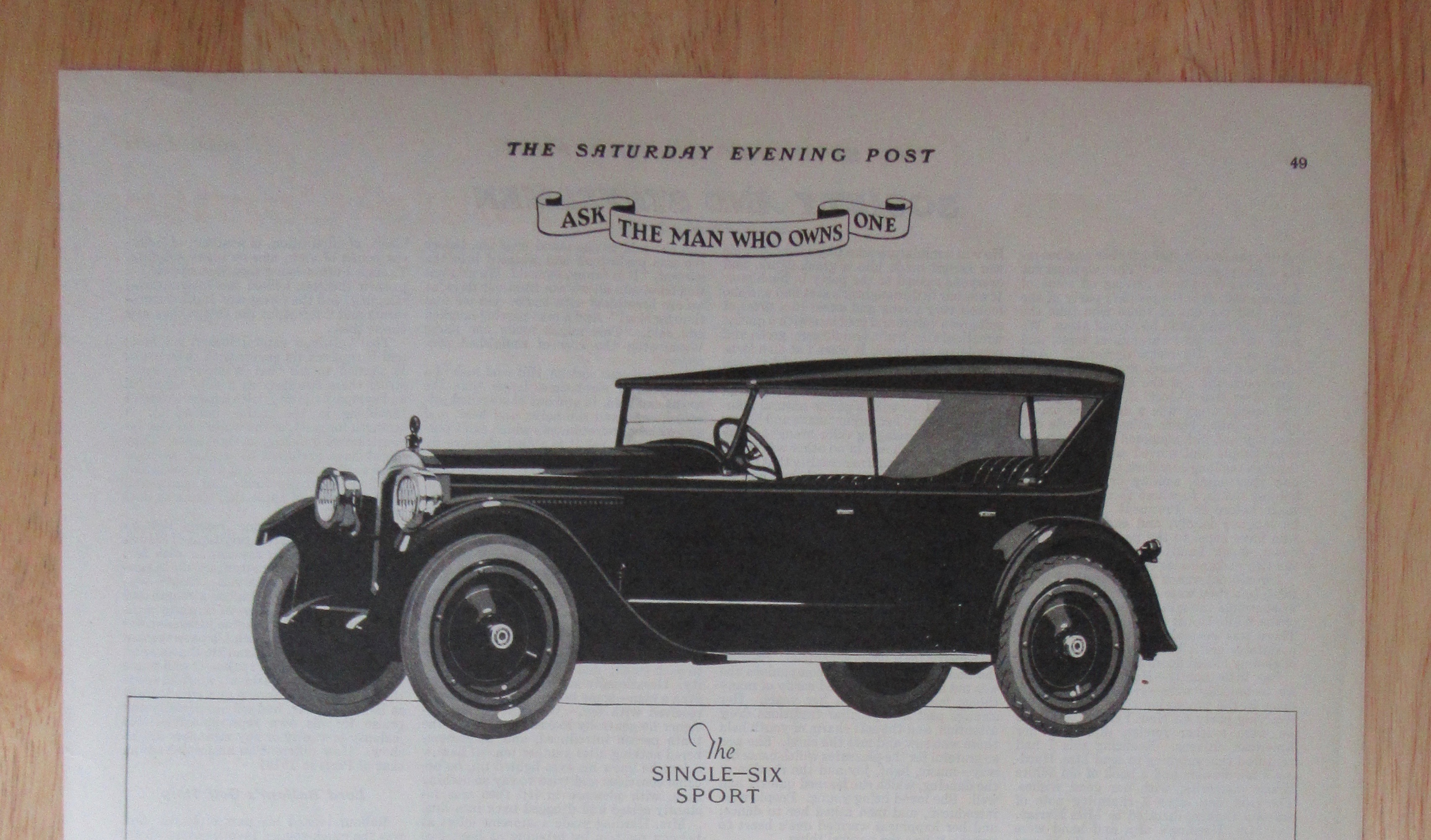 1922 Packard Automobile with the Single Six Sport