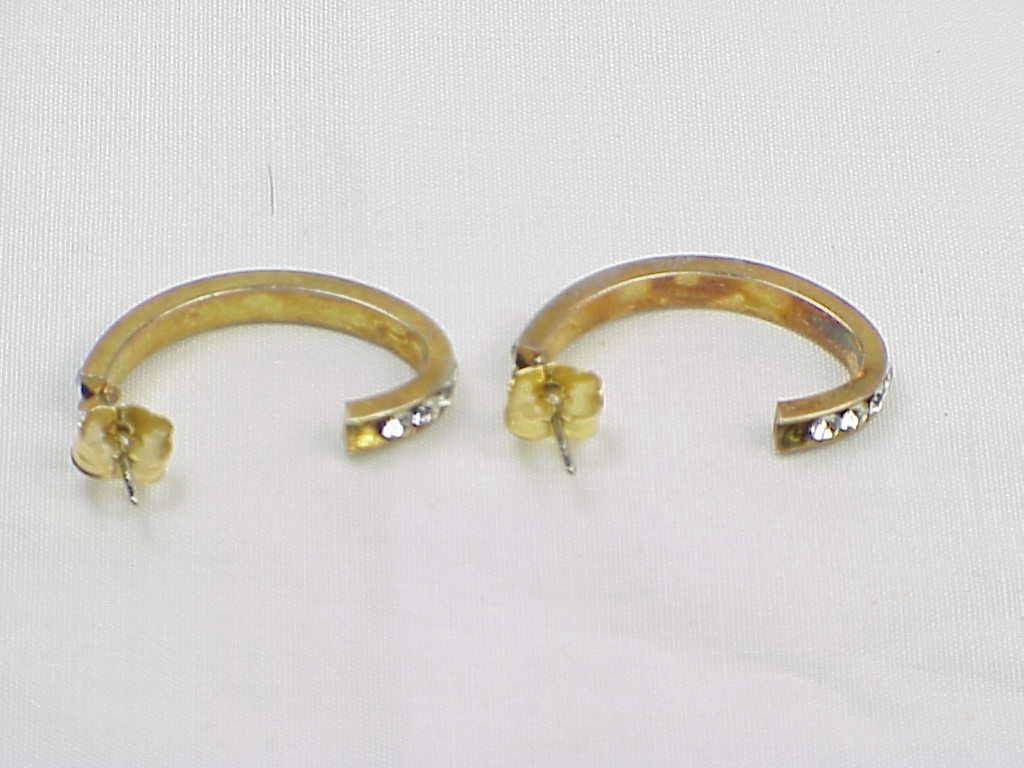 Channel Set Clear Rhinestone Pierced Earrings