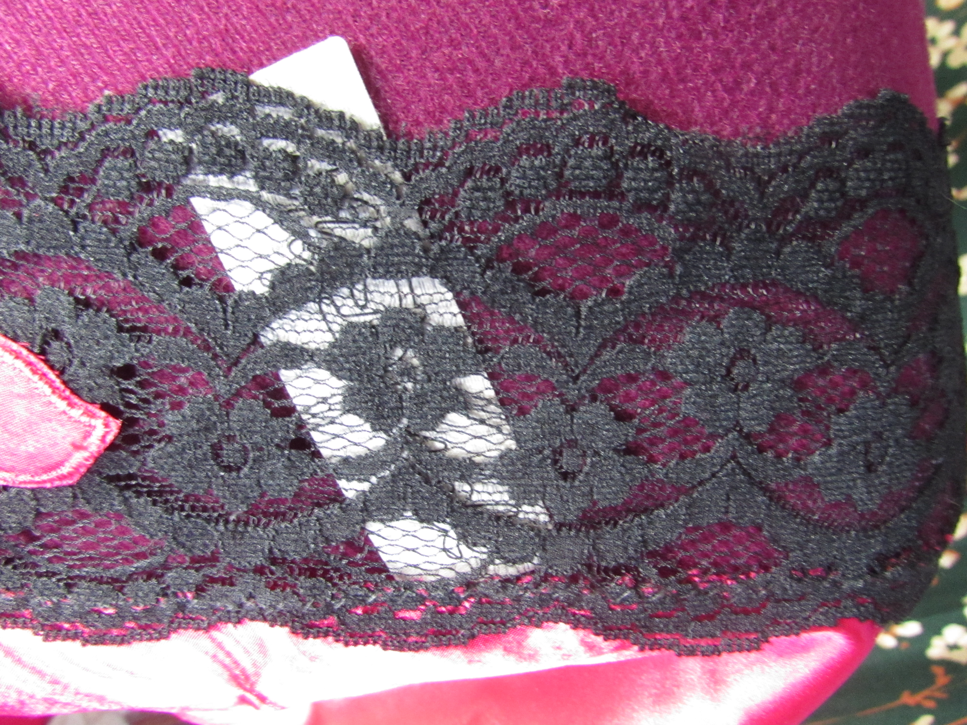 Vintage Red with Black lace Night Gown Size Med