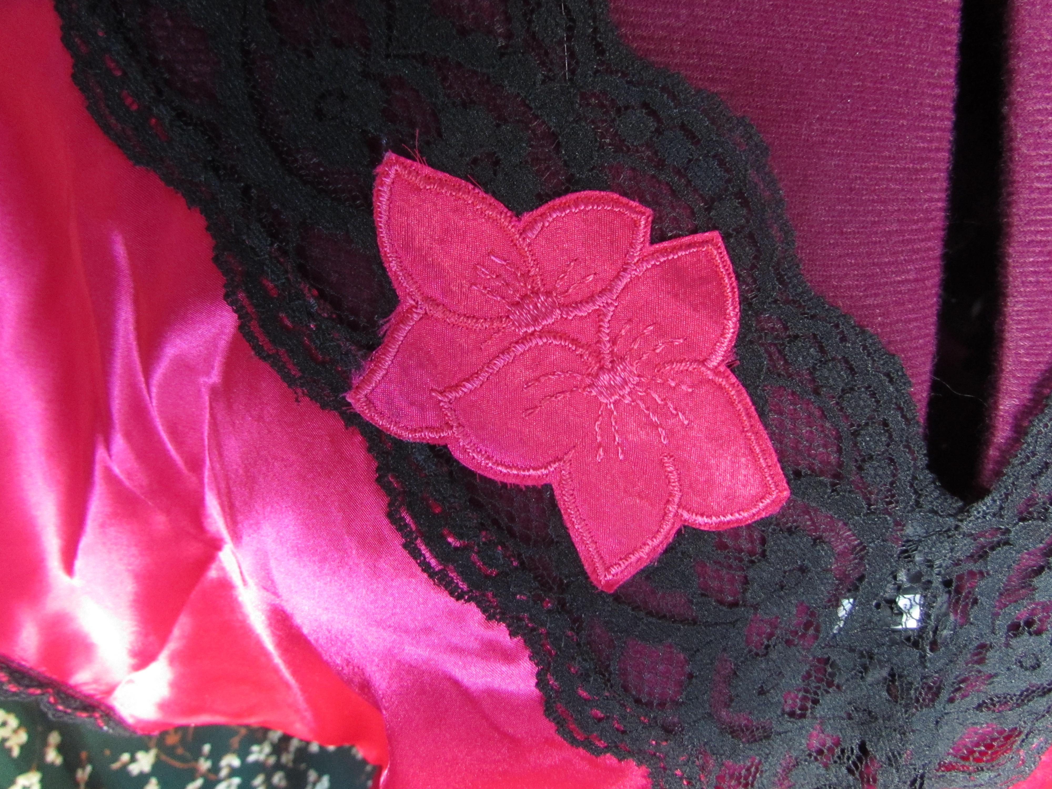Vintage Red with Black lace Night Gown Size Med