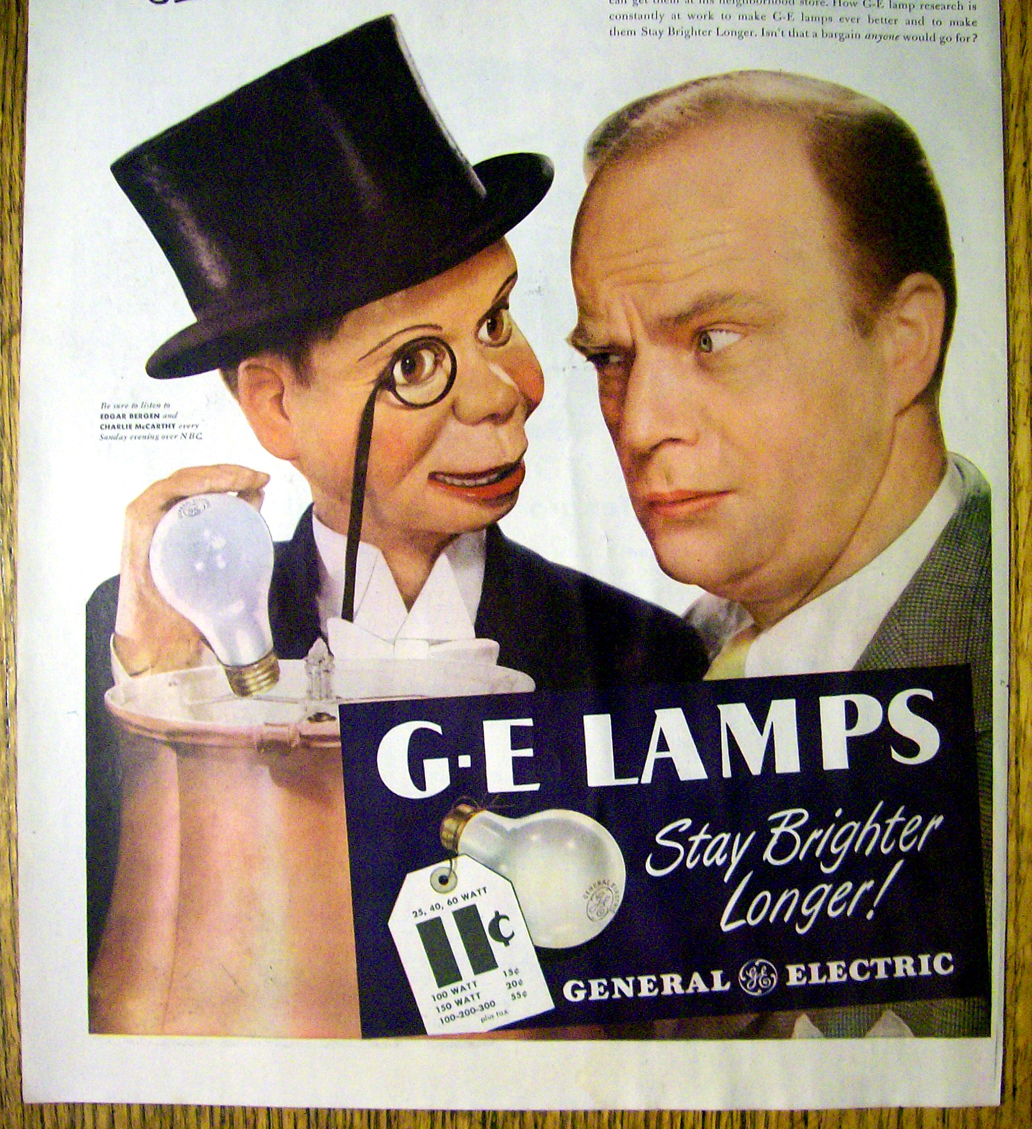1946 G E Lamps w/Edgar Bergen & Charlie McCarthy