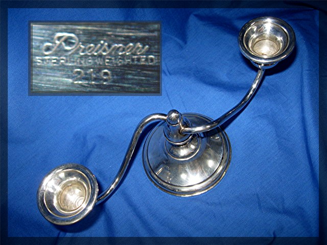 PREISNER Sterling Silver Double Arm Candelabra Candlest