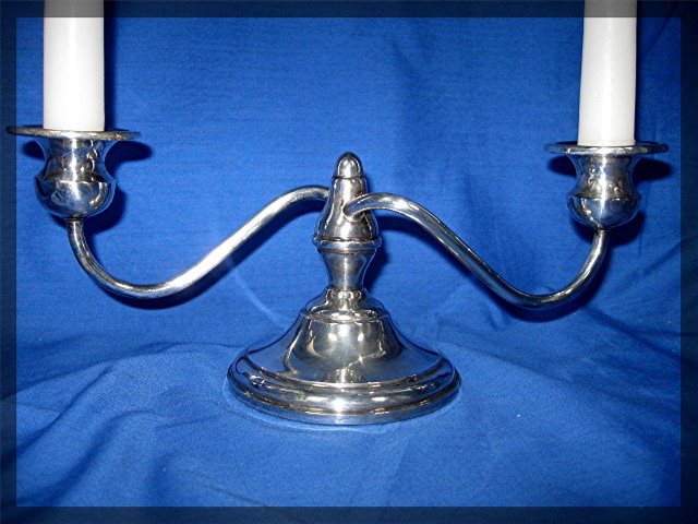 PREISNER Sterling Silver Double Arm Candelabra Candlest