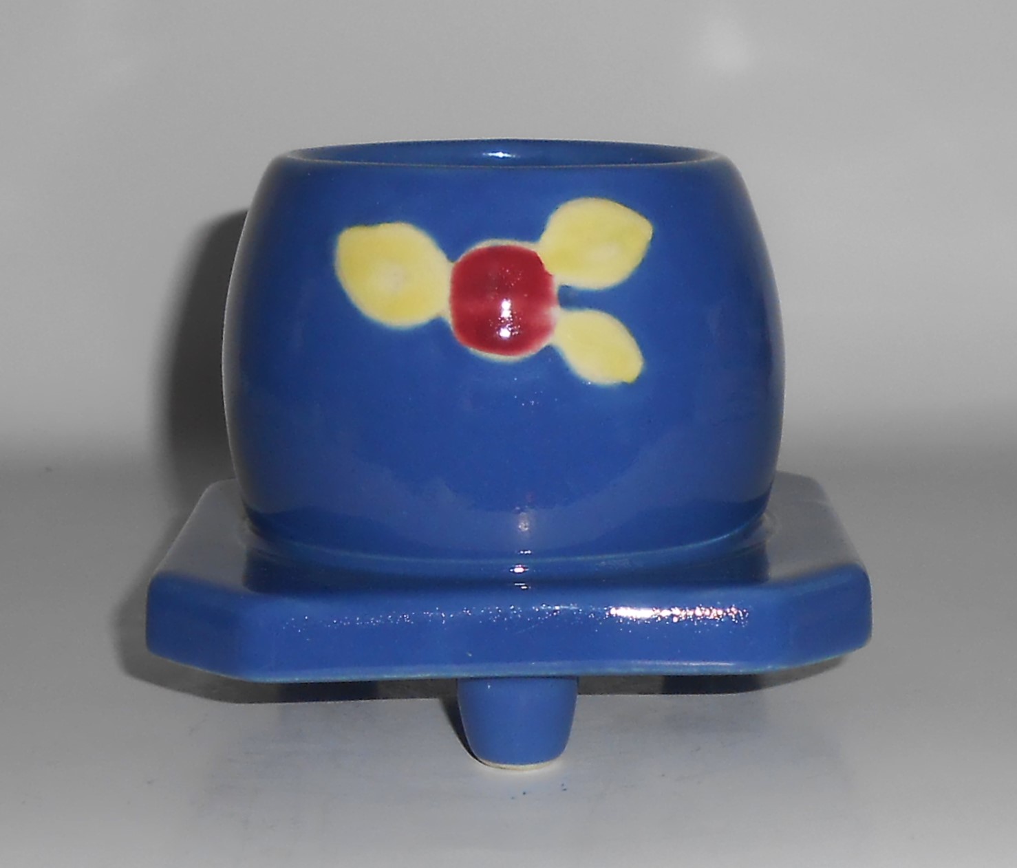 VINTAGE Coors Pottery Rosebud Blue Honeypot