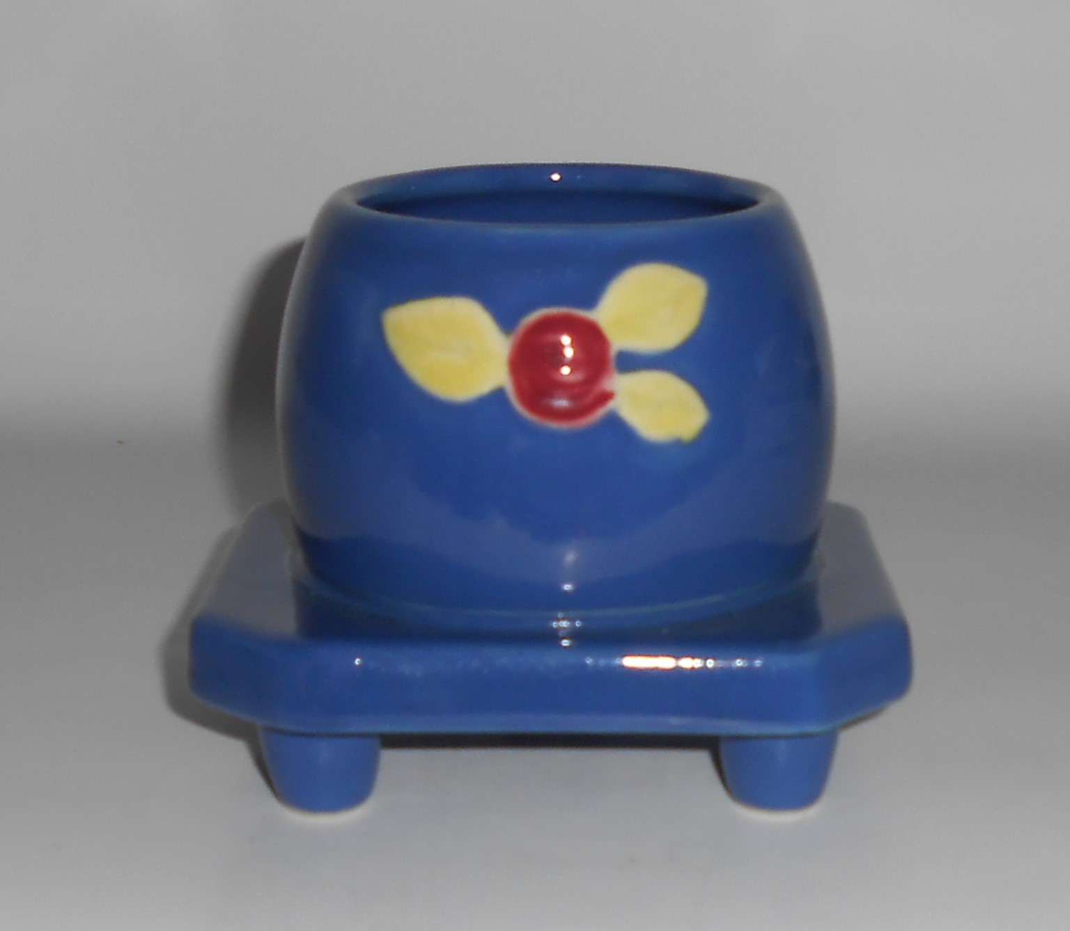 VINTAGE Coors Pottery Rosebud Blue Honeypot