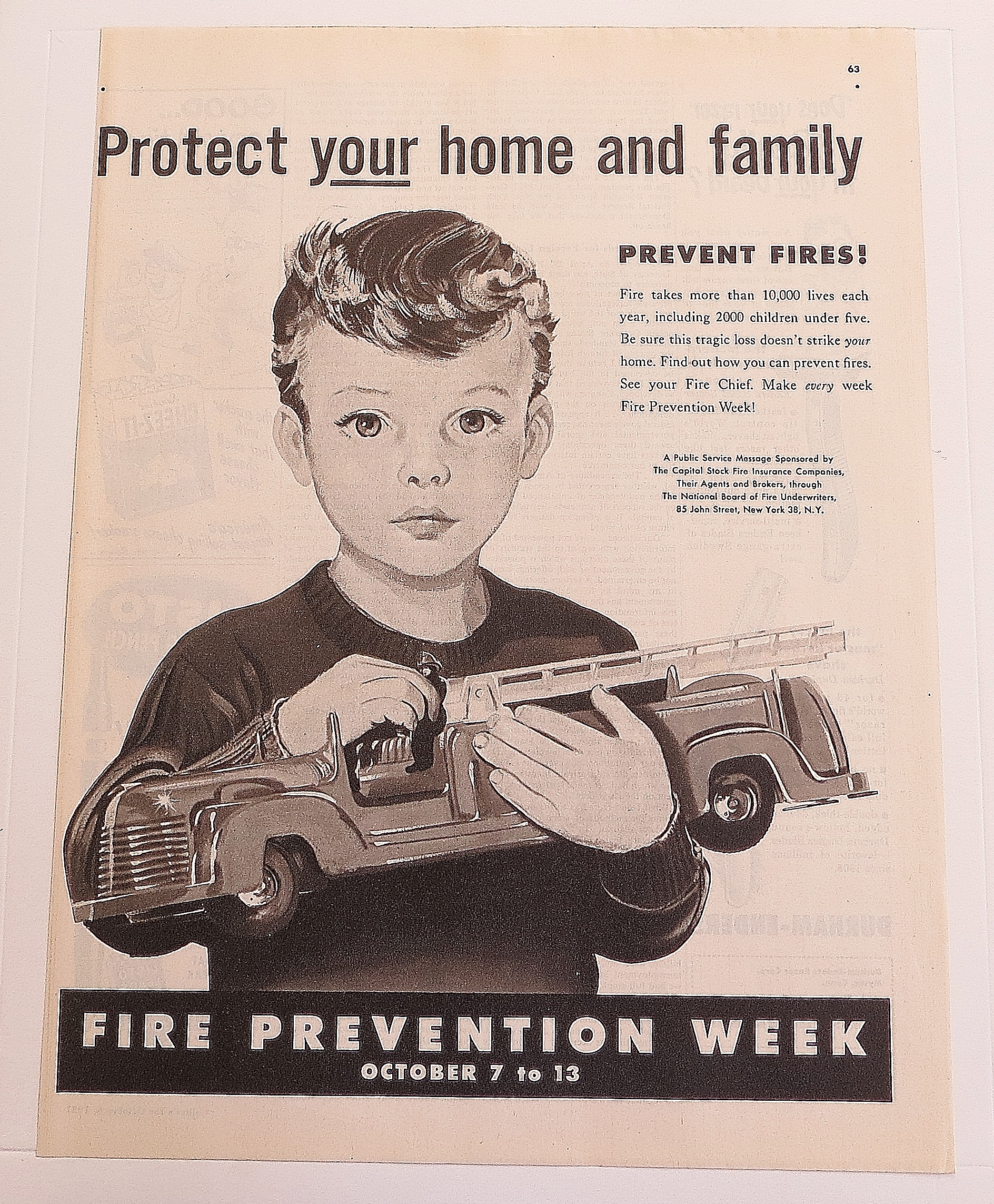 1951 Fire Prevention With The Boy & His Fire Truck