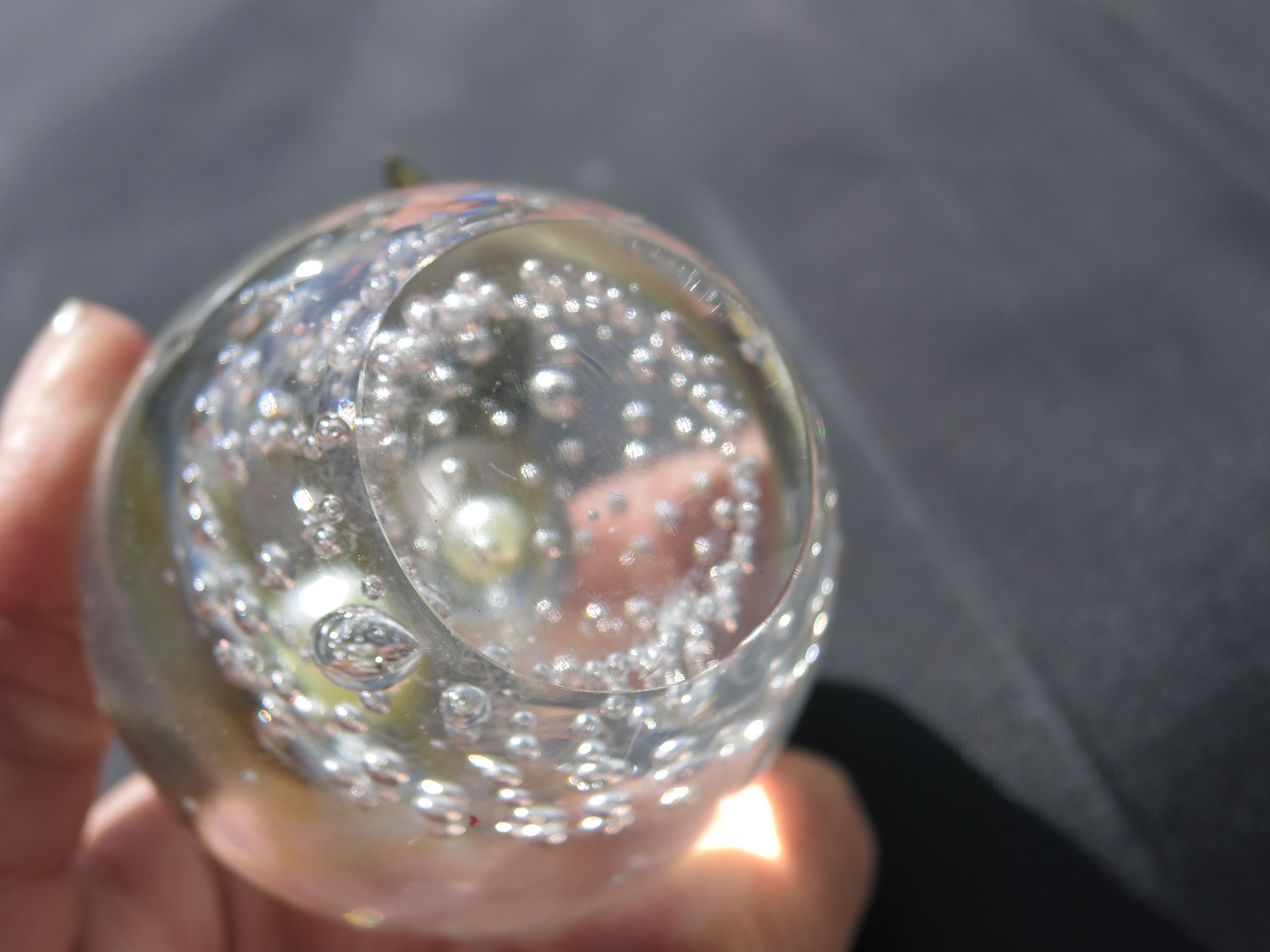 Sylvester Mouth Blown Glass Apple Paperweight Brass