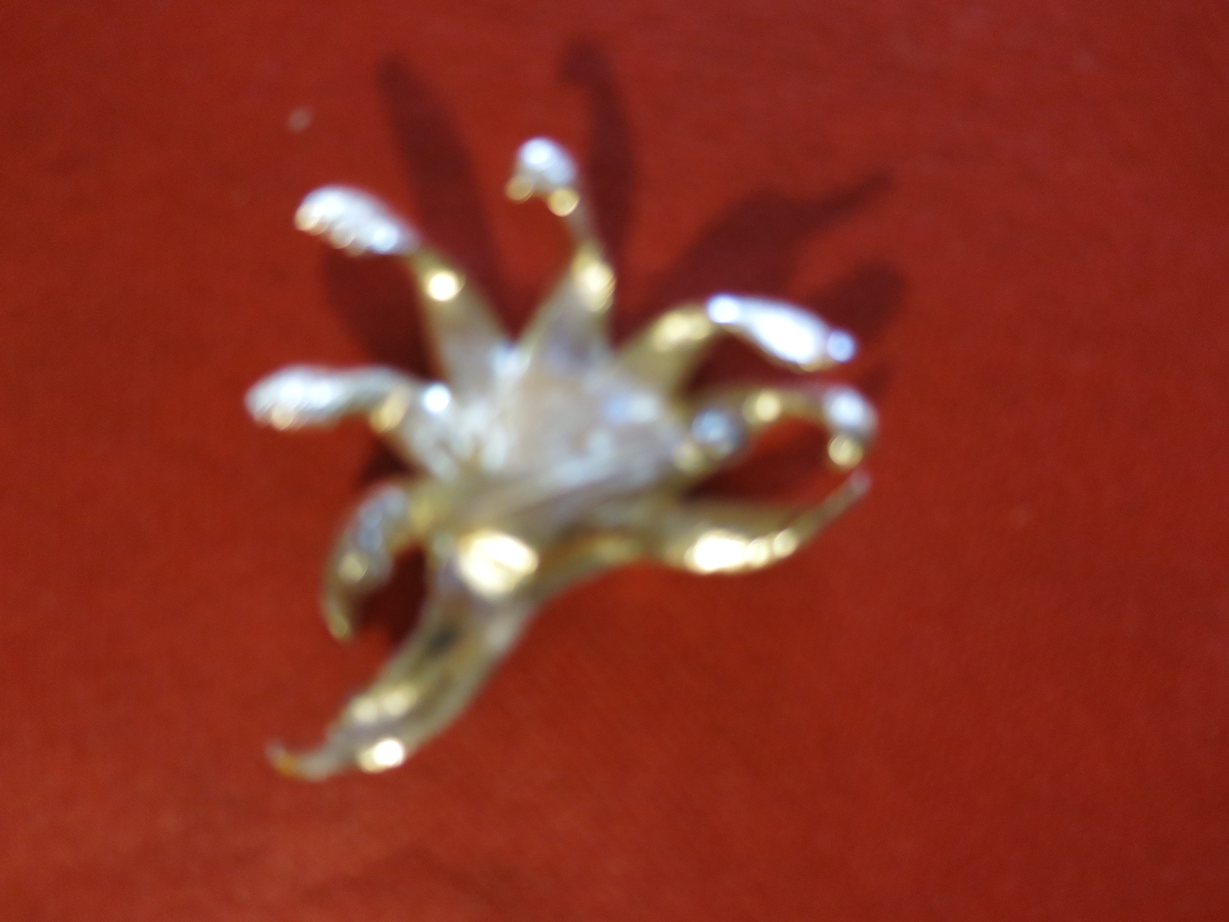 Floral Pin Faux Pearl Crystal Rhinestones Gold Tone