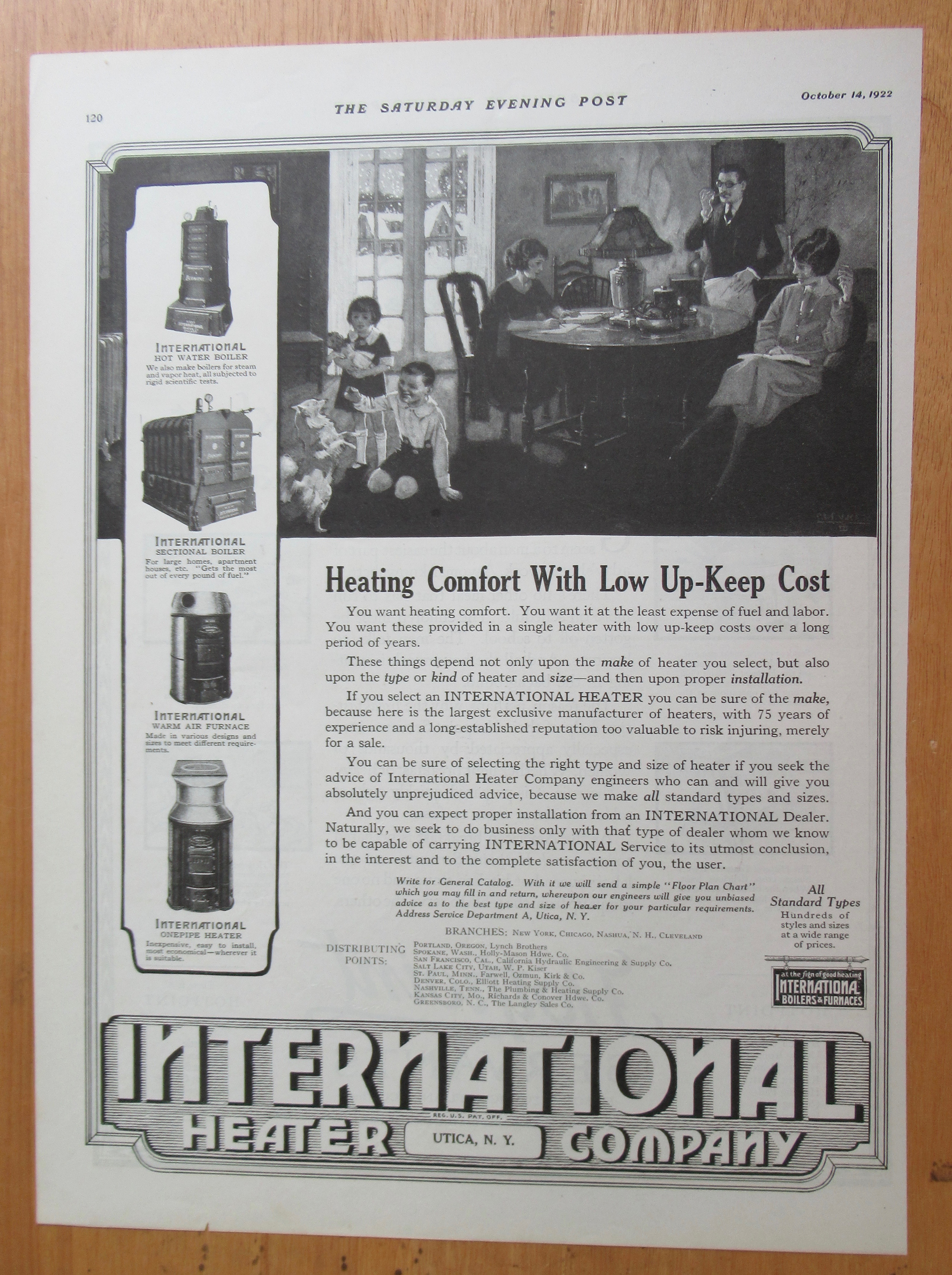 1922 International Heater Company w/Family Around Table