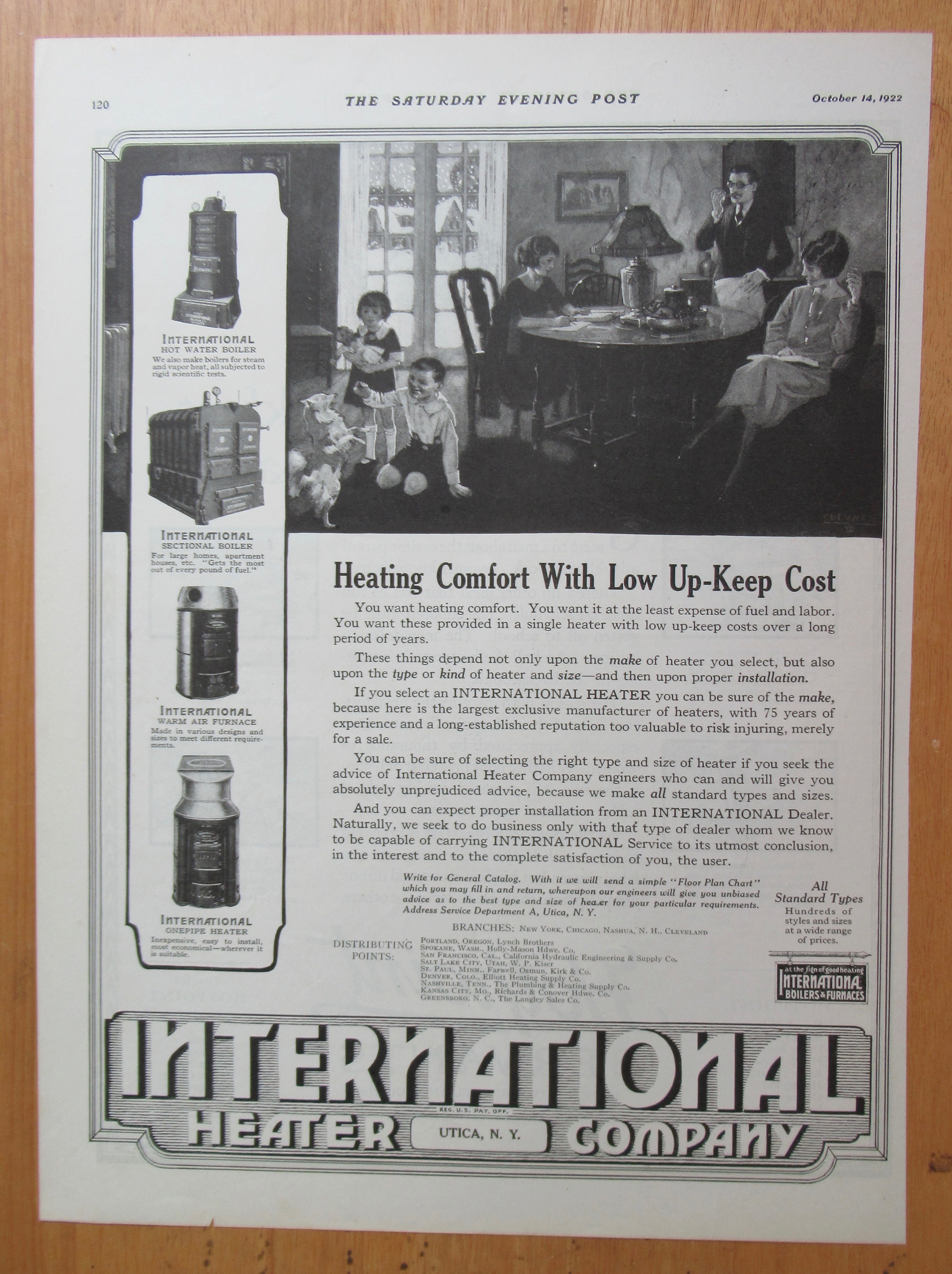 1922 International Heater Company w/Family Around Table