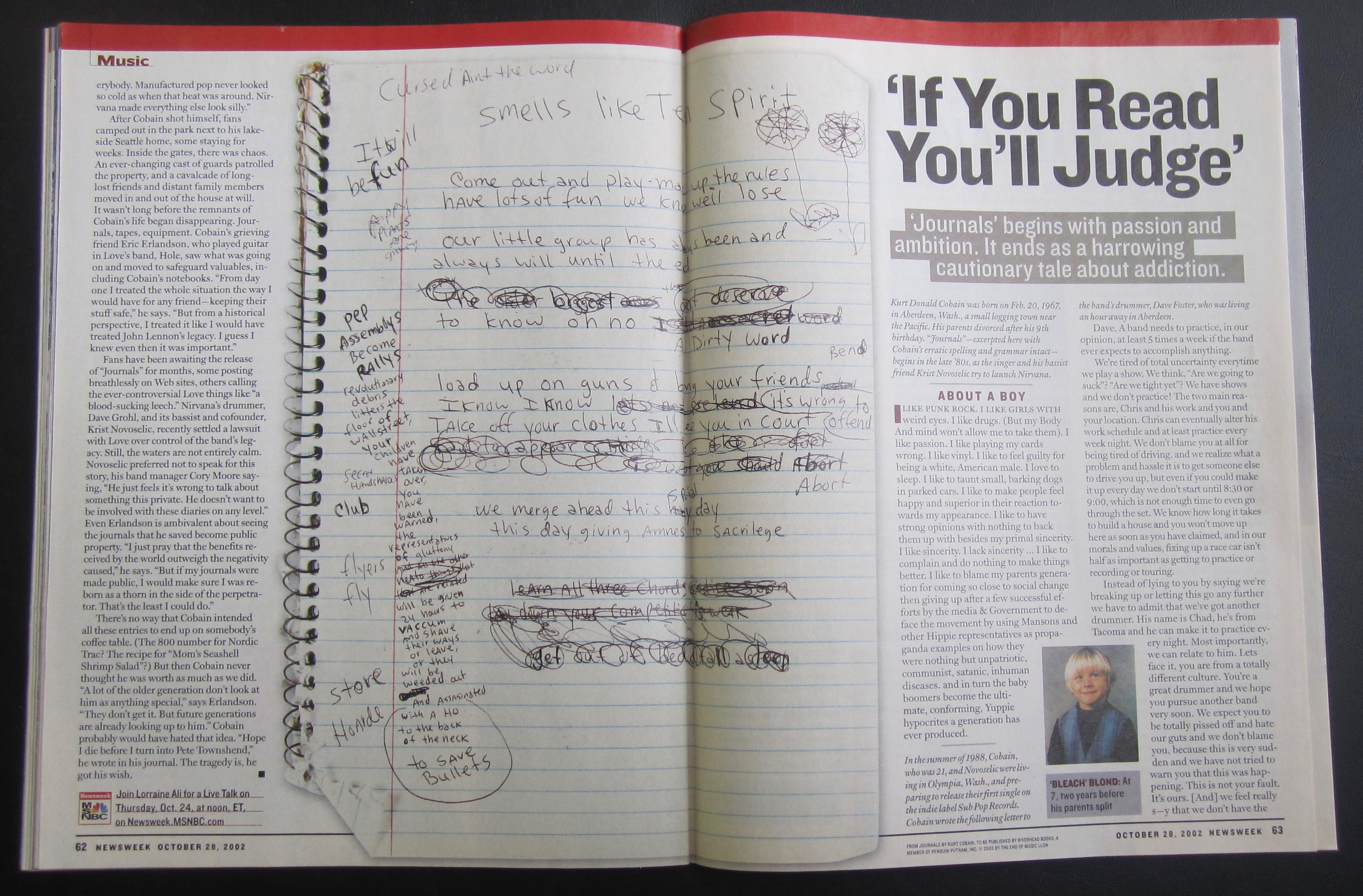 Newsweek Magazine October 28, 2002 Kurt Cobain Diaries