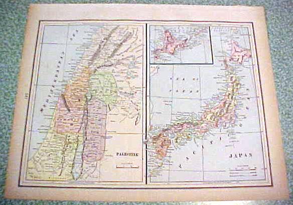 Antique Map Palestine Japan Persia 1894