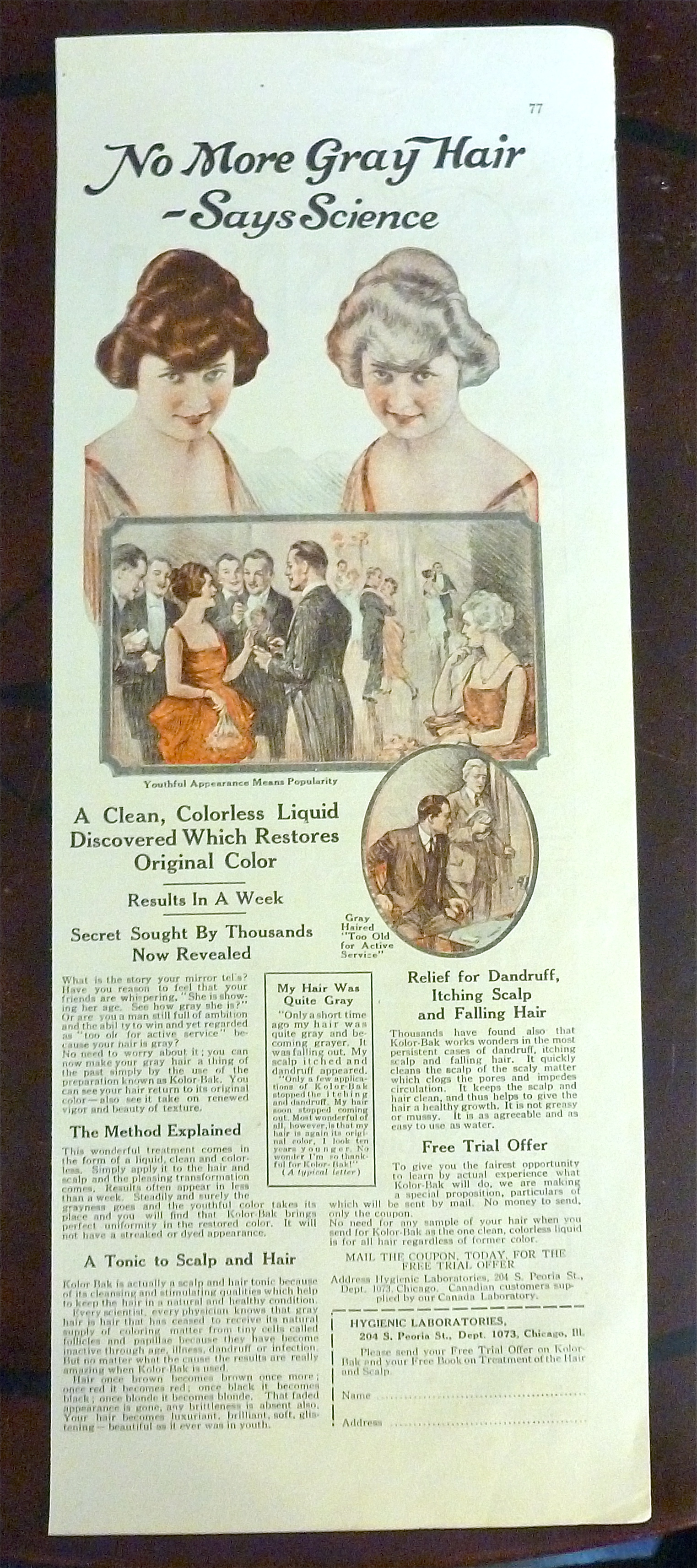 1922 No More Gray Hair with Two Lovely Women