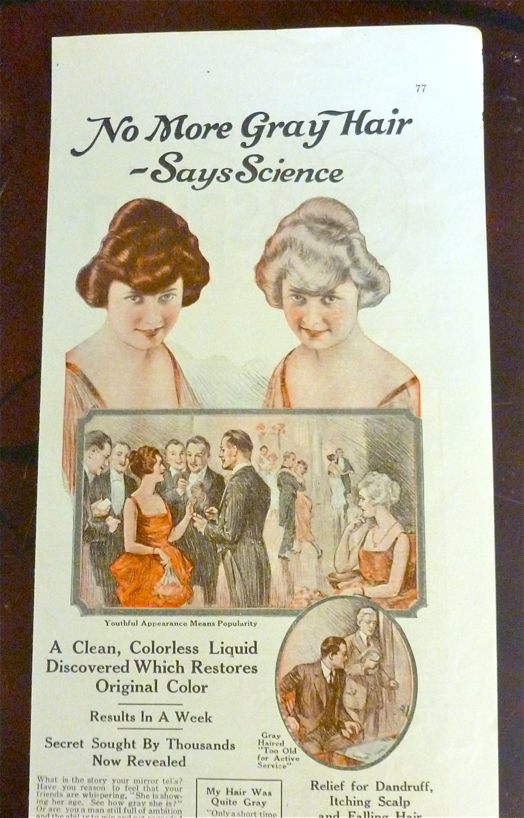 1922 No More Gray Hair with Two Lovely Women