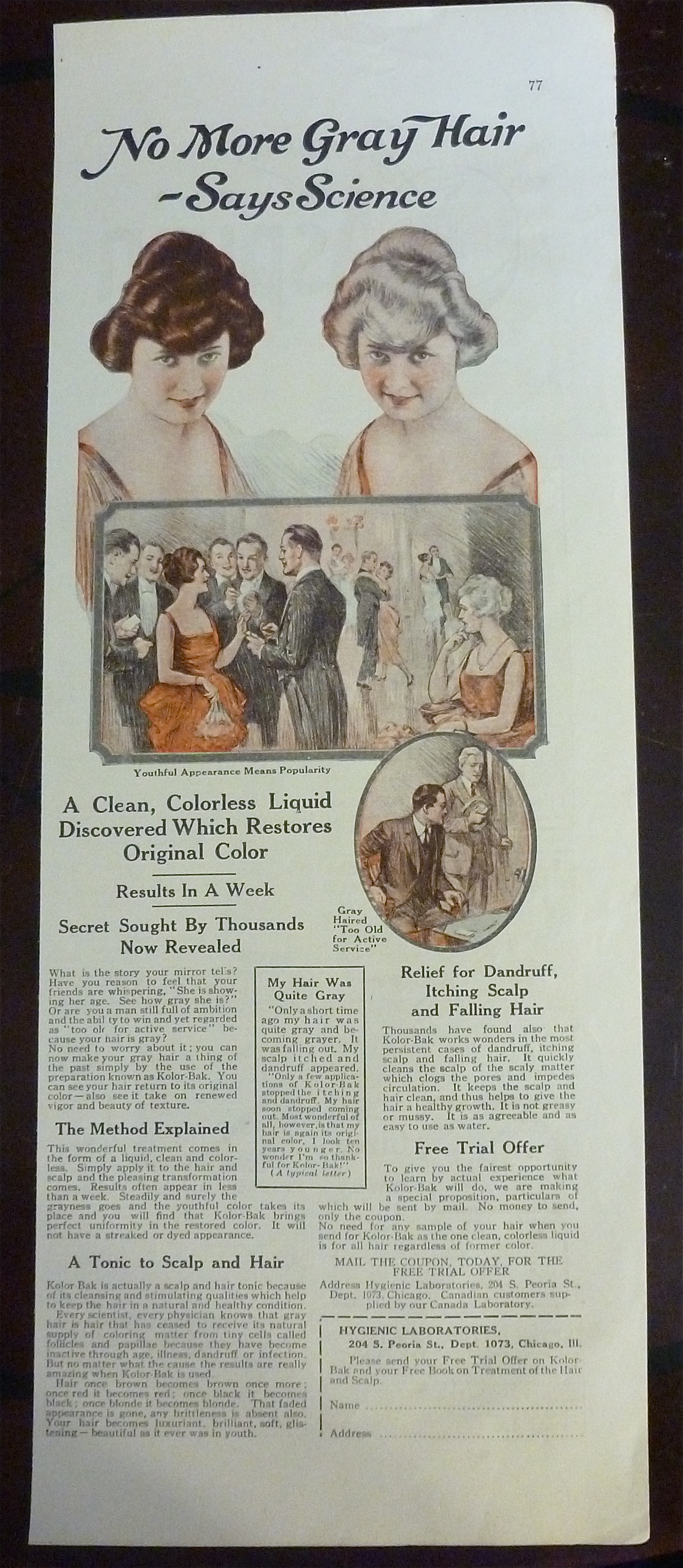 1922 No More Gray Hair with Two Lovely Women