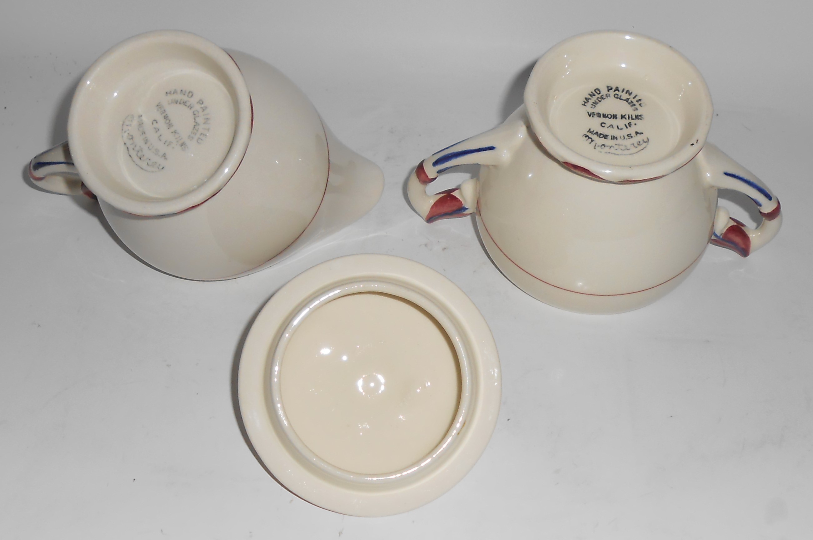 Vernon Kilns Pottery Monterey Creamer & Sugar Bowl #2