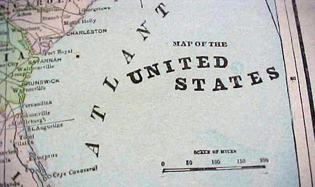 Antique Map United States Of America 1894