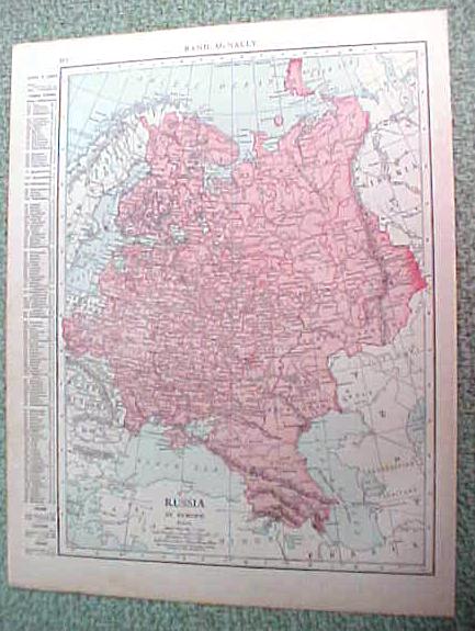 Antique Map Norway Sweden Russia 1916 Rand McNally