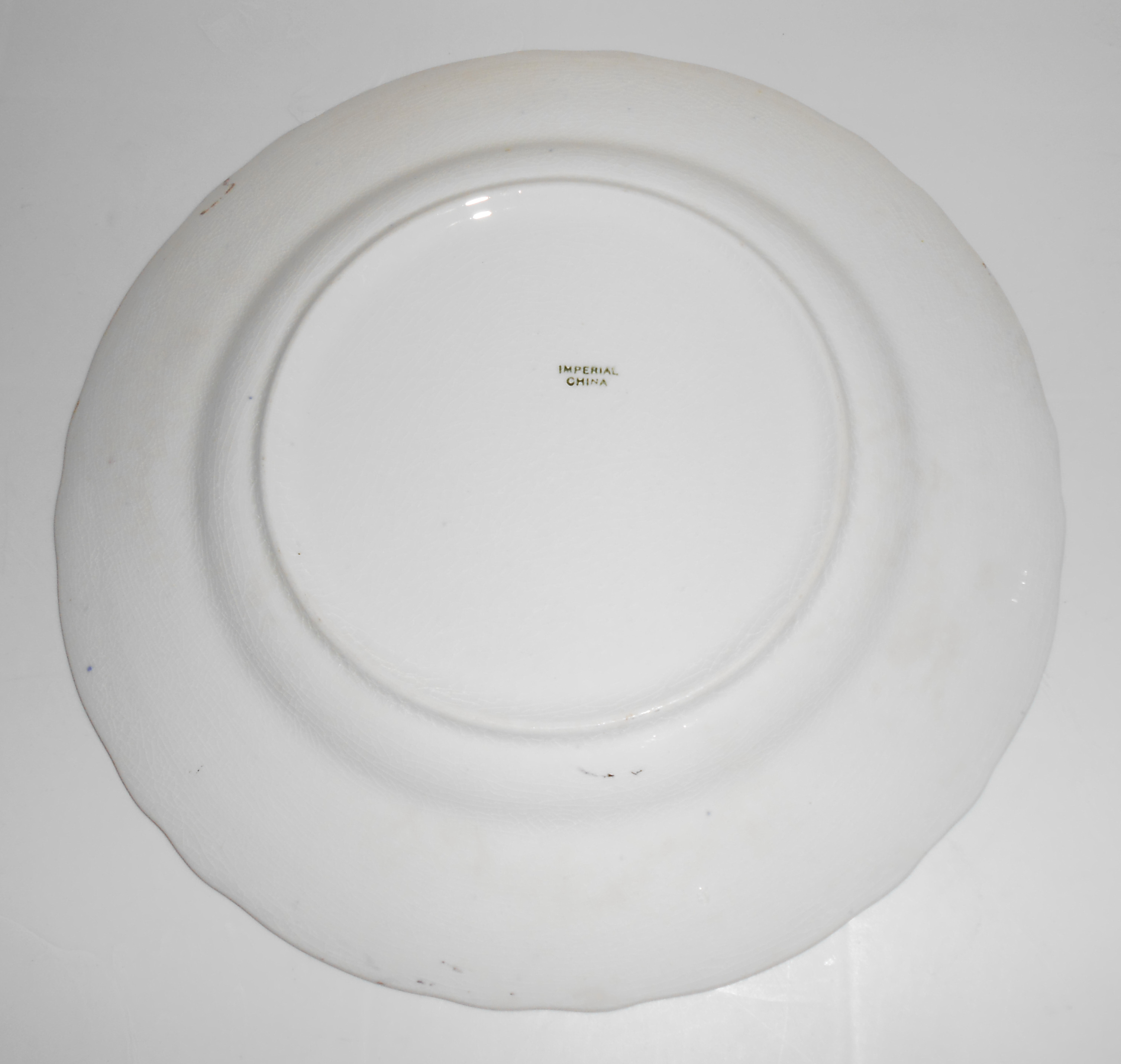 Flow Blue Imperial China Dinner Plate With Gold Decorat