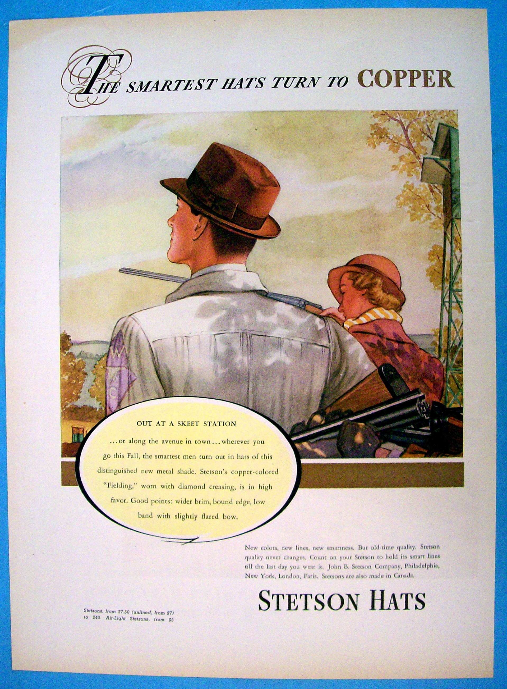 1937 Stetson Hats with Man Wearing a Stetson Fielding
