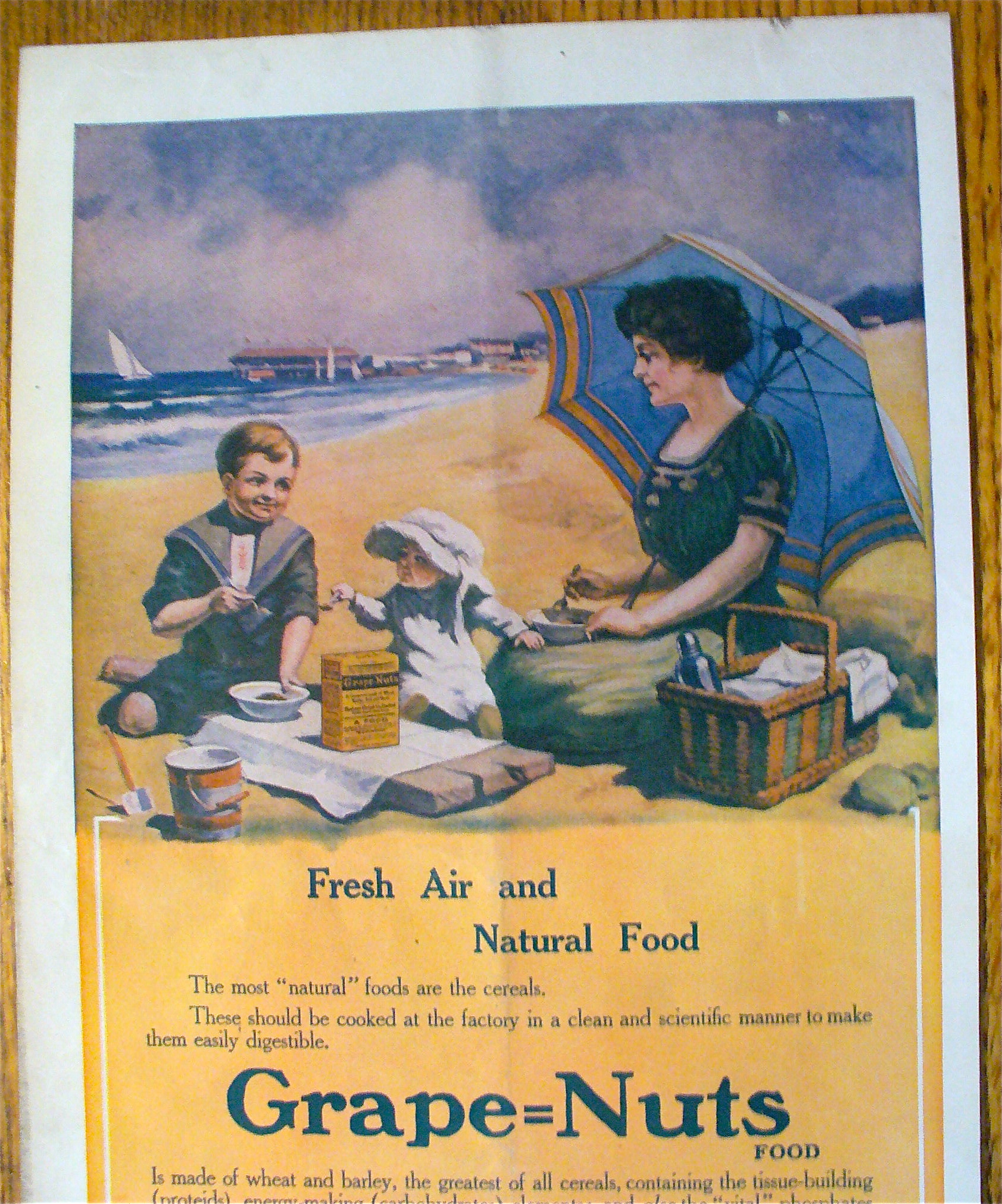 1913 Grape-Nuts Cereal with Woman & Child On Picnic