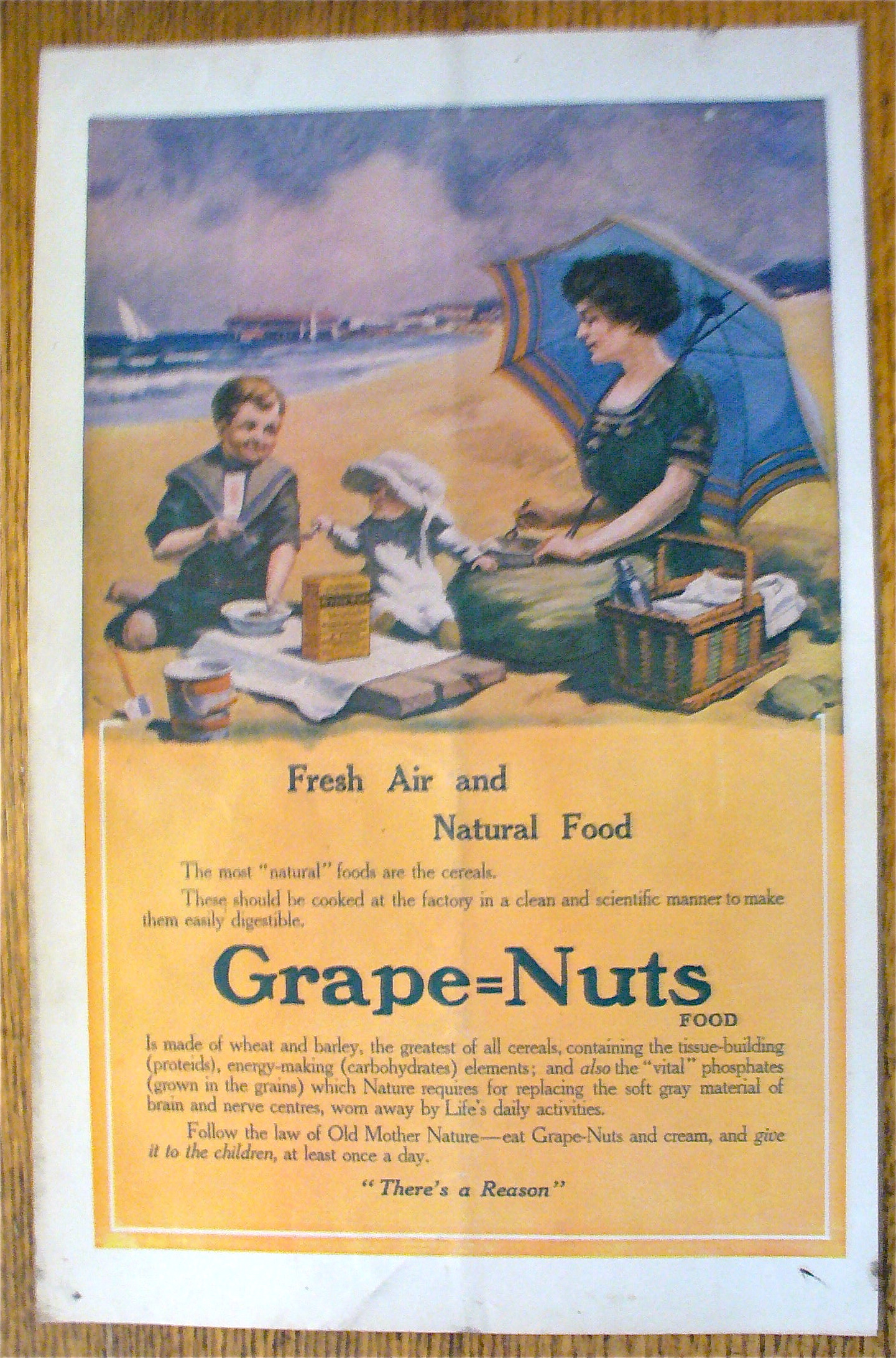 1913 Grape-Nuts Cereal with Woman & Child On Picnic