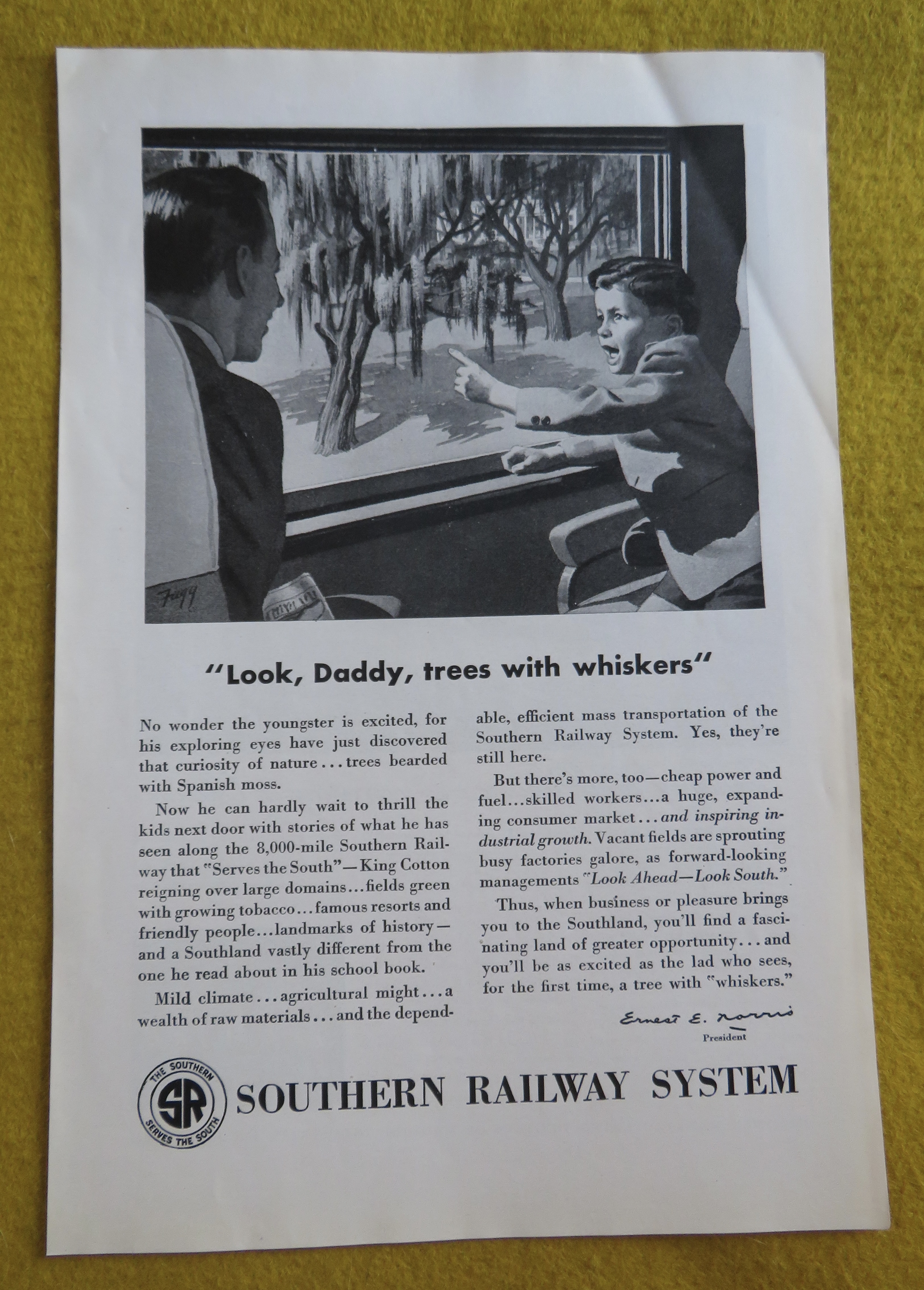 1946 Southern Railway System with Boy & Dad & Trees