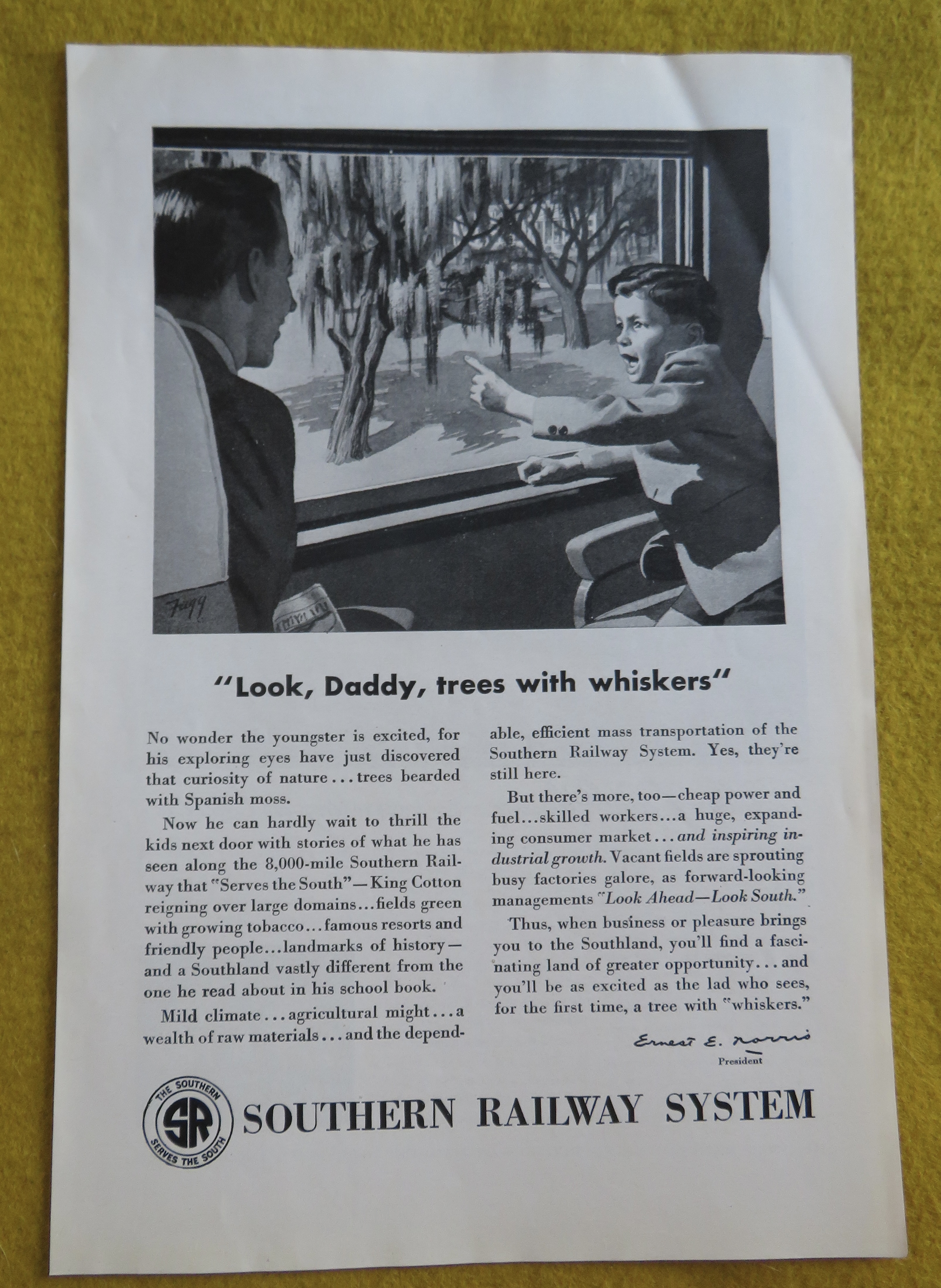 1946 Southern Railway System with Boy & Dad & Trees