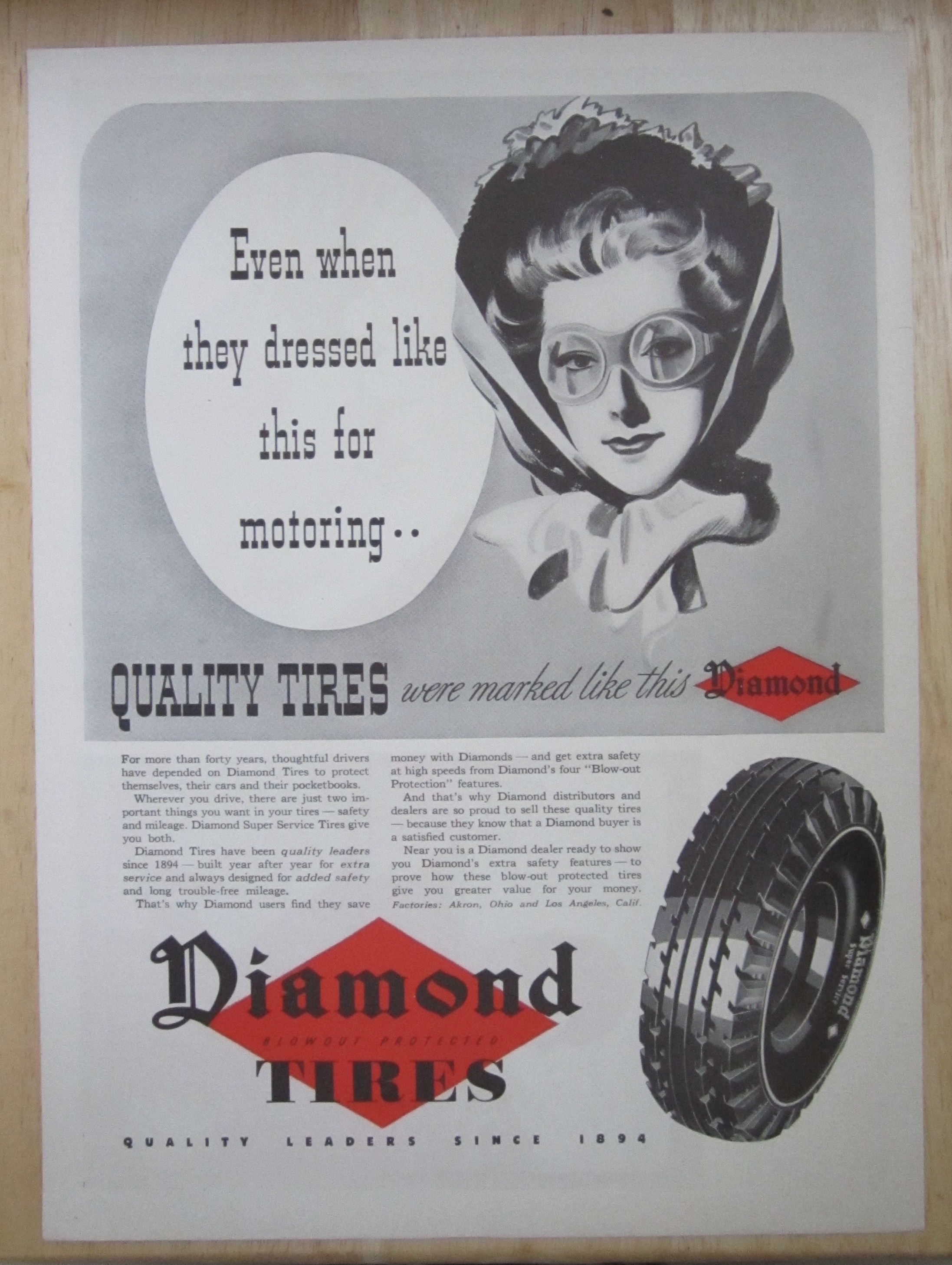 1937 Diamond Tires with Lovely Woman's Face