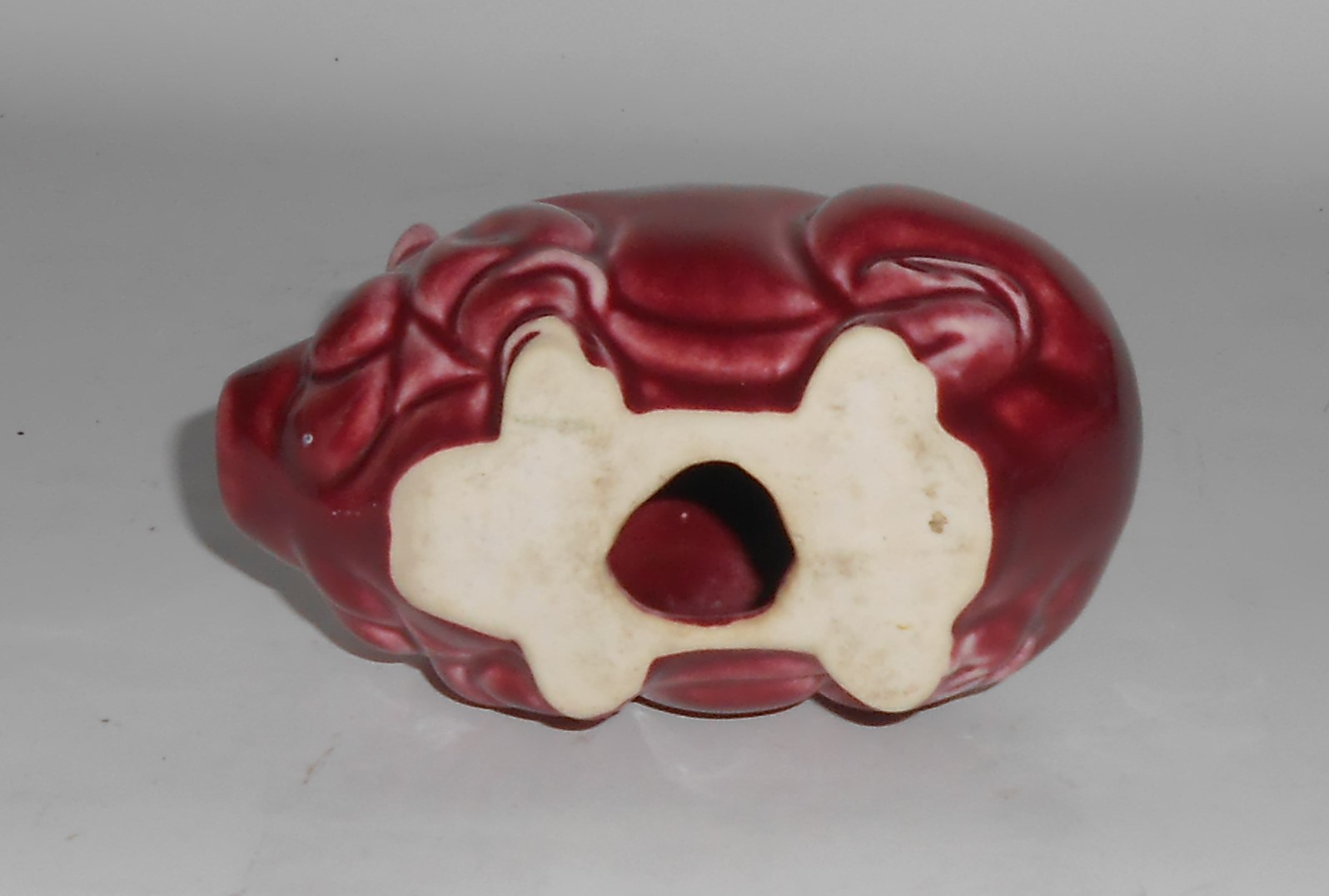 Vintage American Pottery Maroon Piggy Bank Figurine