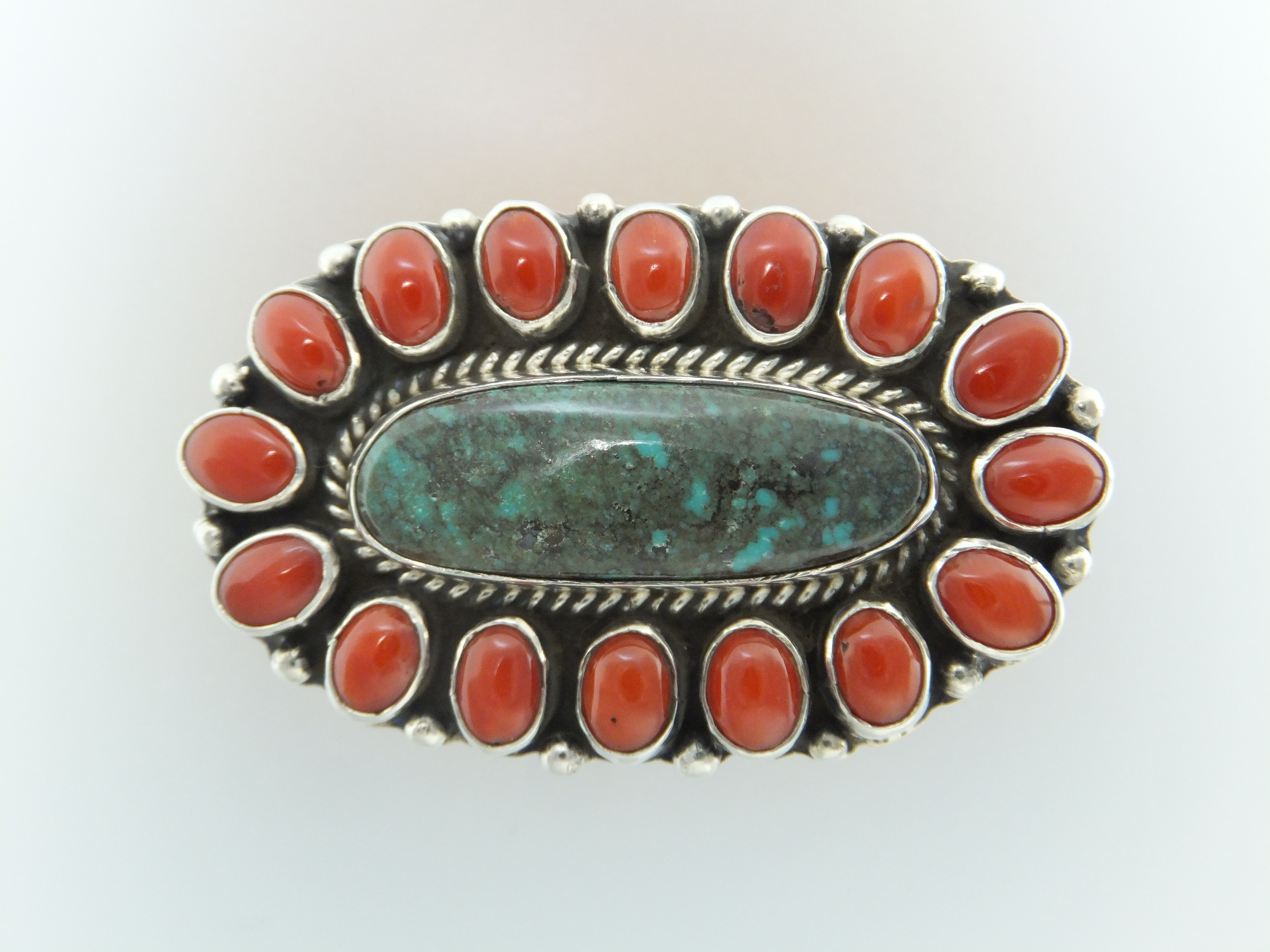 Carico Lake Turquoise Coral Sterling Silver P Yazzie Ri
