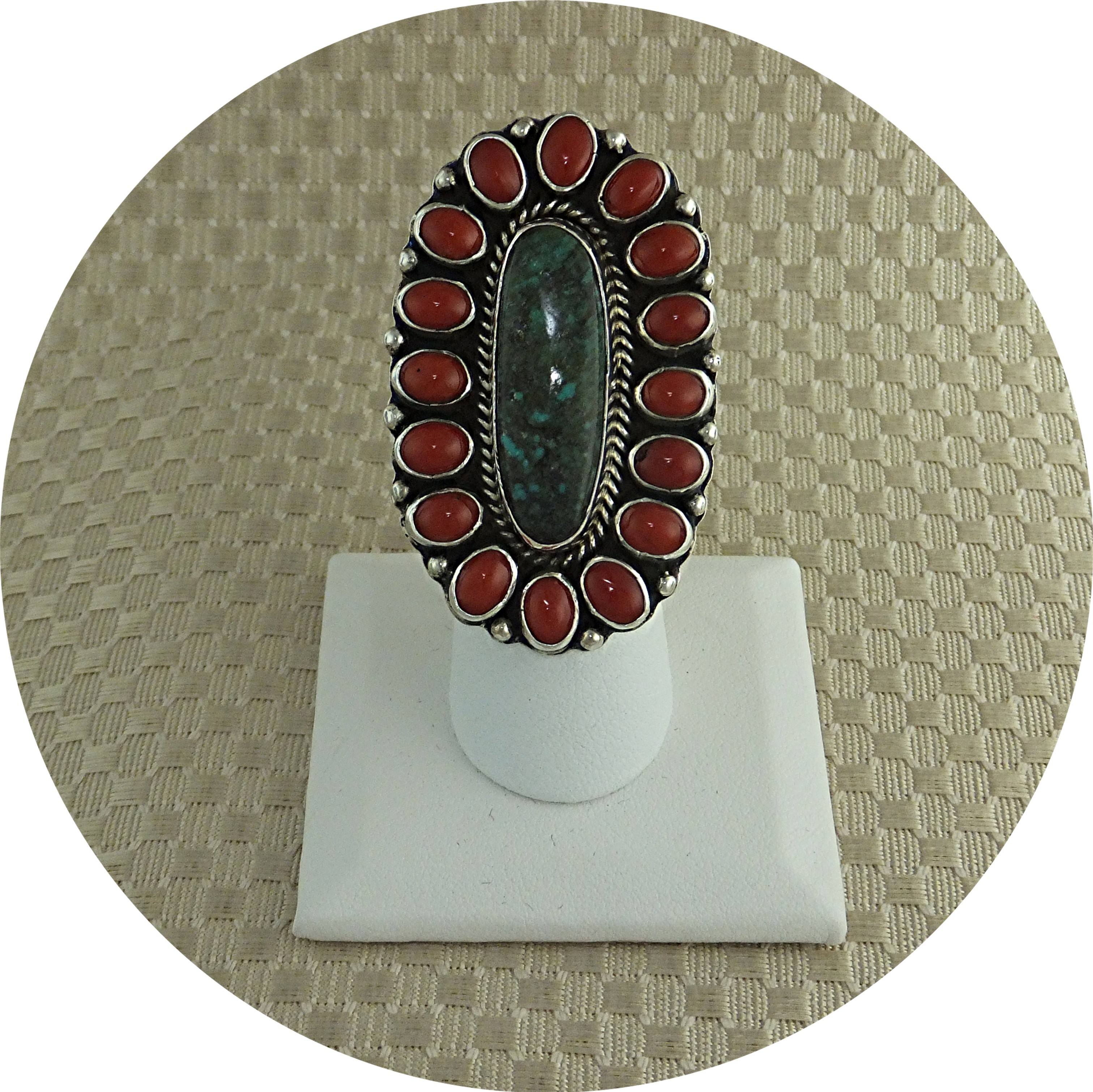 Carico Lake Turquoise Coral Sterling Silver P Yazzie Ri
